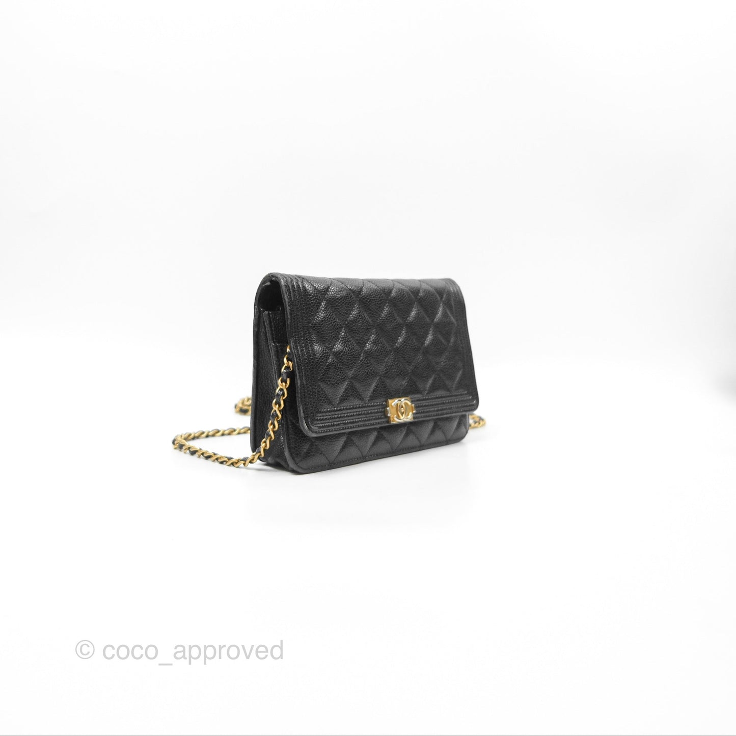 Chanel Boy Wallet on Chain WOC Black Caviar Gold Hardware