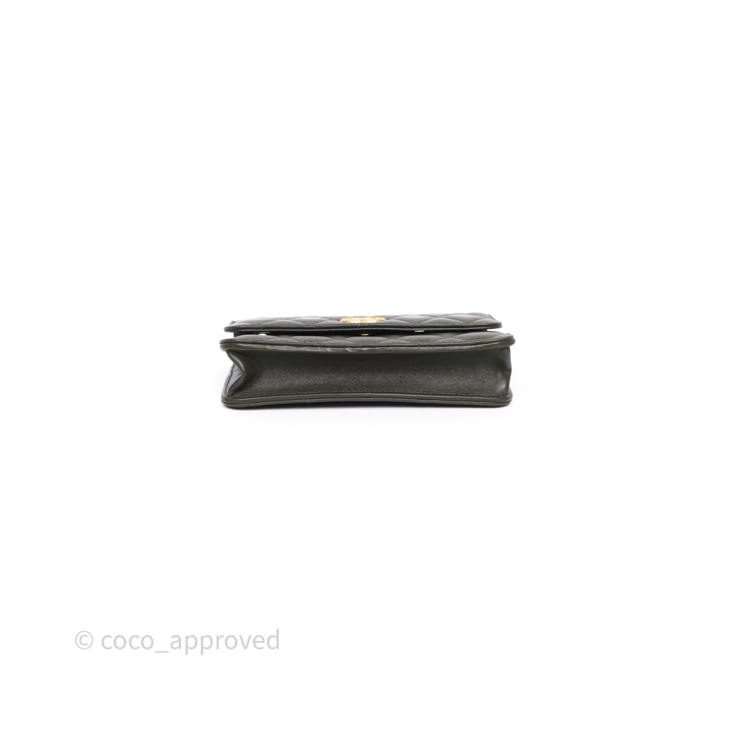 Chanel All Slide Adjustable Chain Phone Holder WOC Olive Green Lambskin