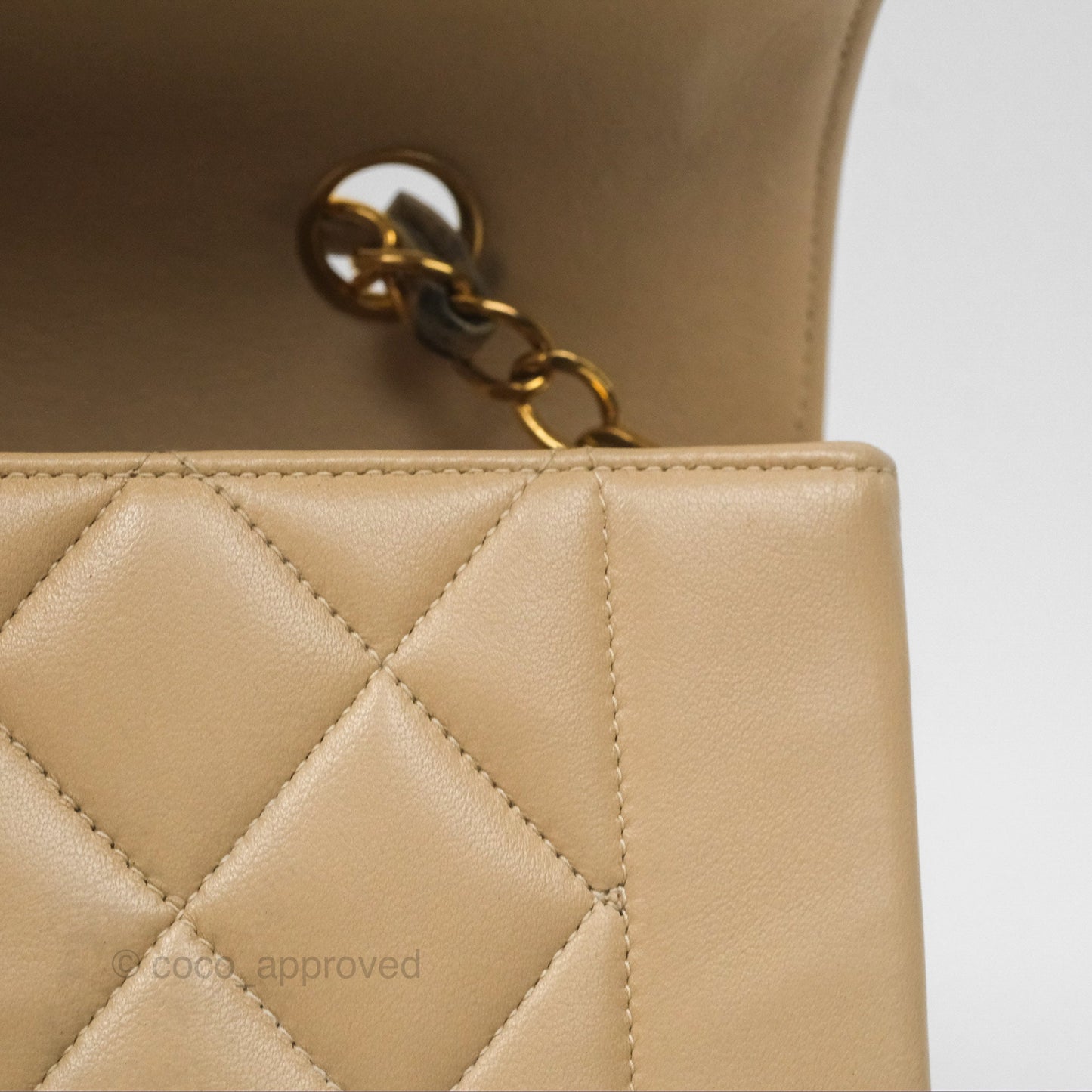Chanel Vintage Small Quilted Classic Diana Flap Bag Beige Lambskin 24K Gold Hardware