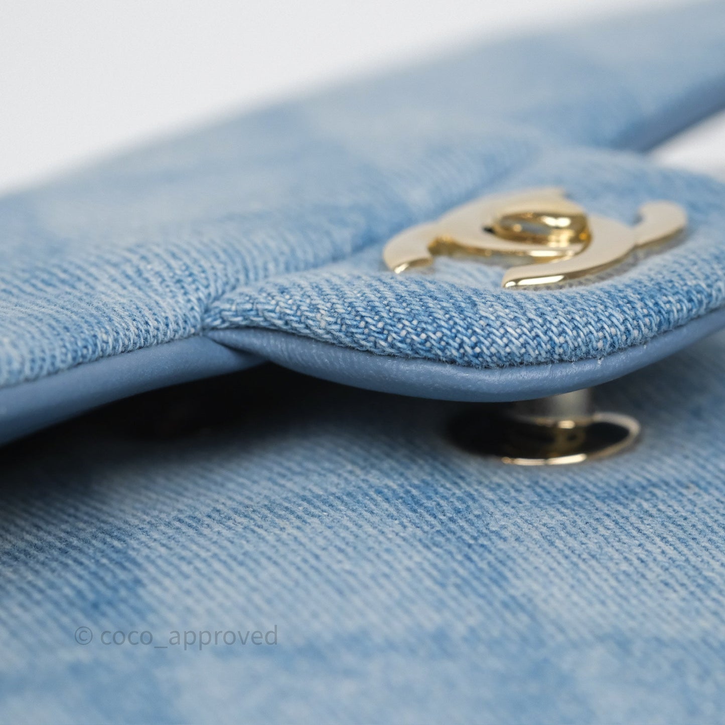 Chanel Quilted Small Double Flap Blue Printed Denim Gold Hardware