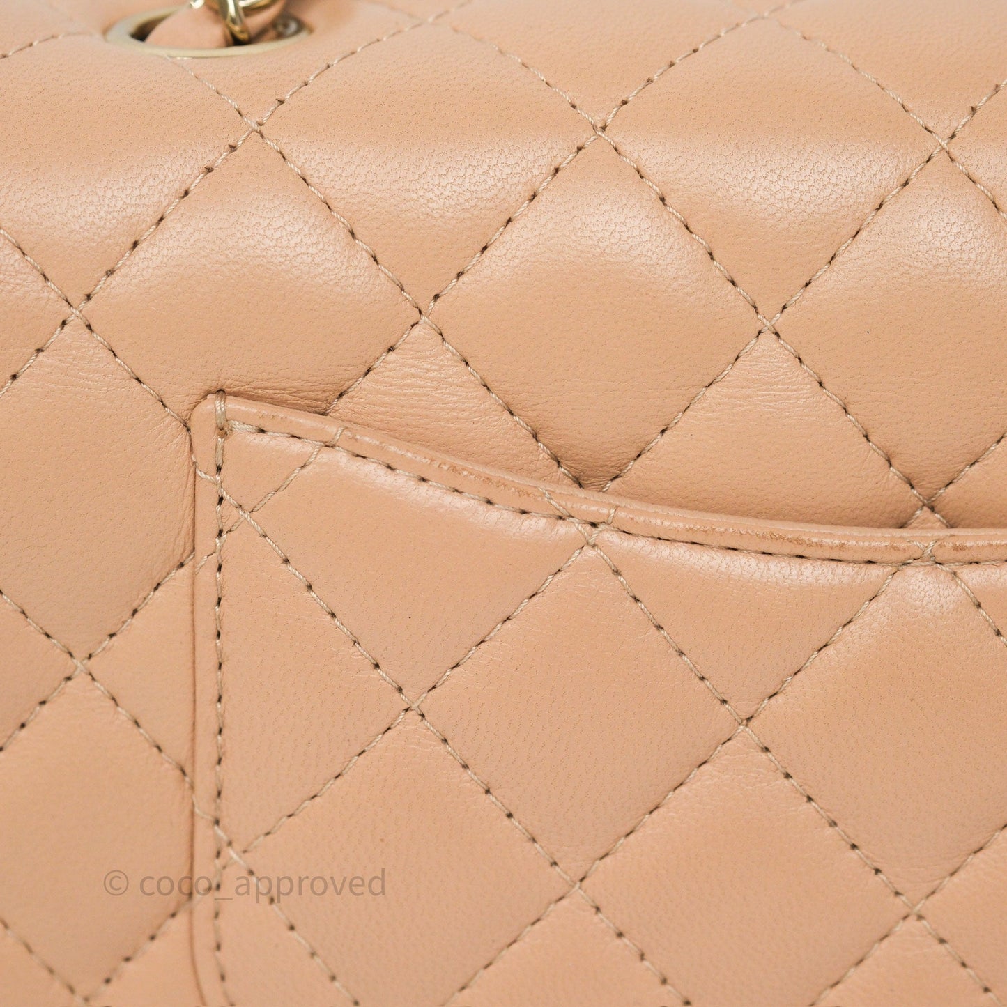Chanel Mini Rectangular Quilted Beige Lambskin Gold Hardware