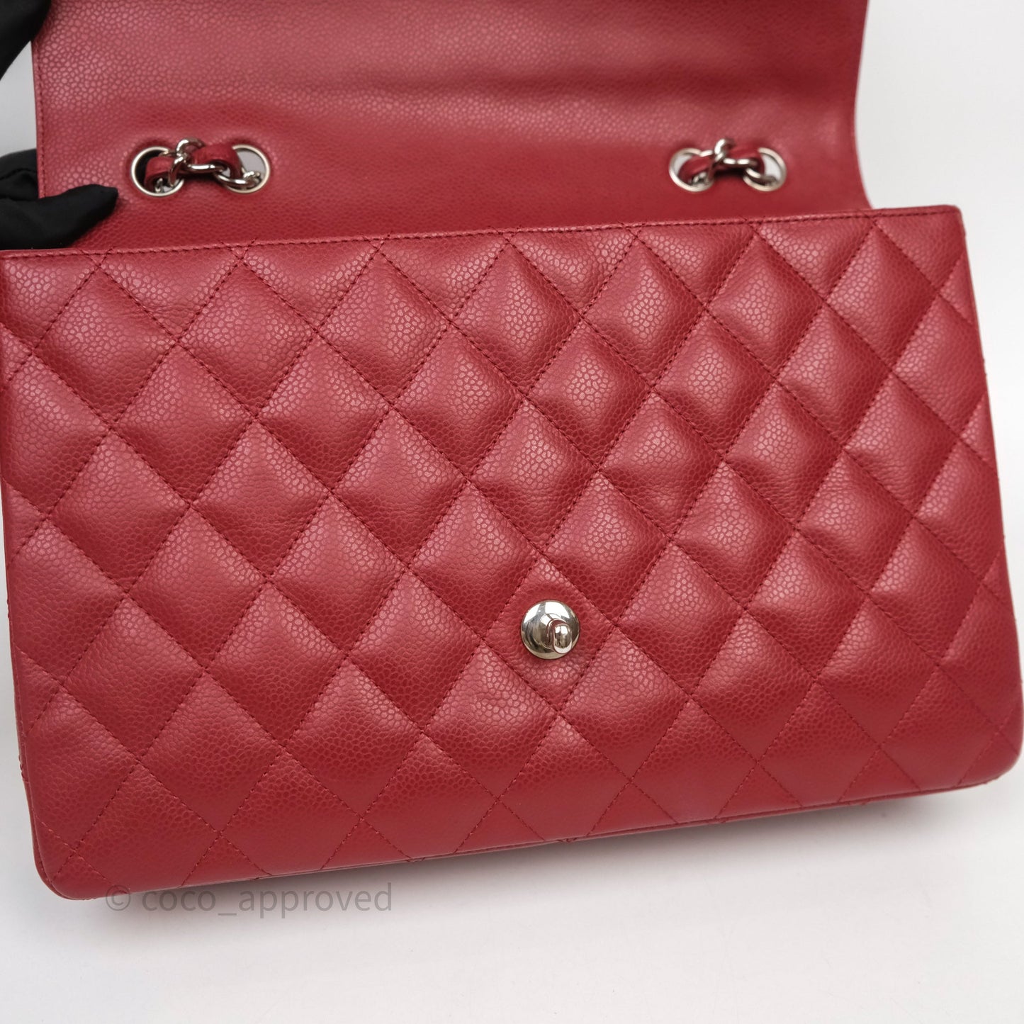 Chanel Jumbo Single Flap Dark Red Caviar Silver Hardware⁣⁣