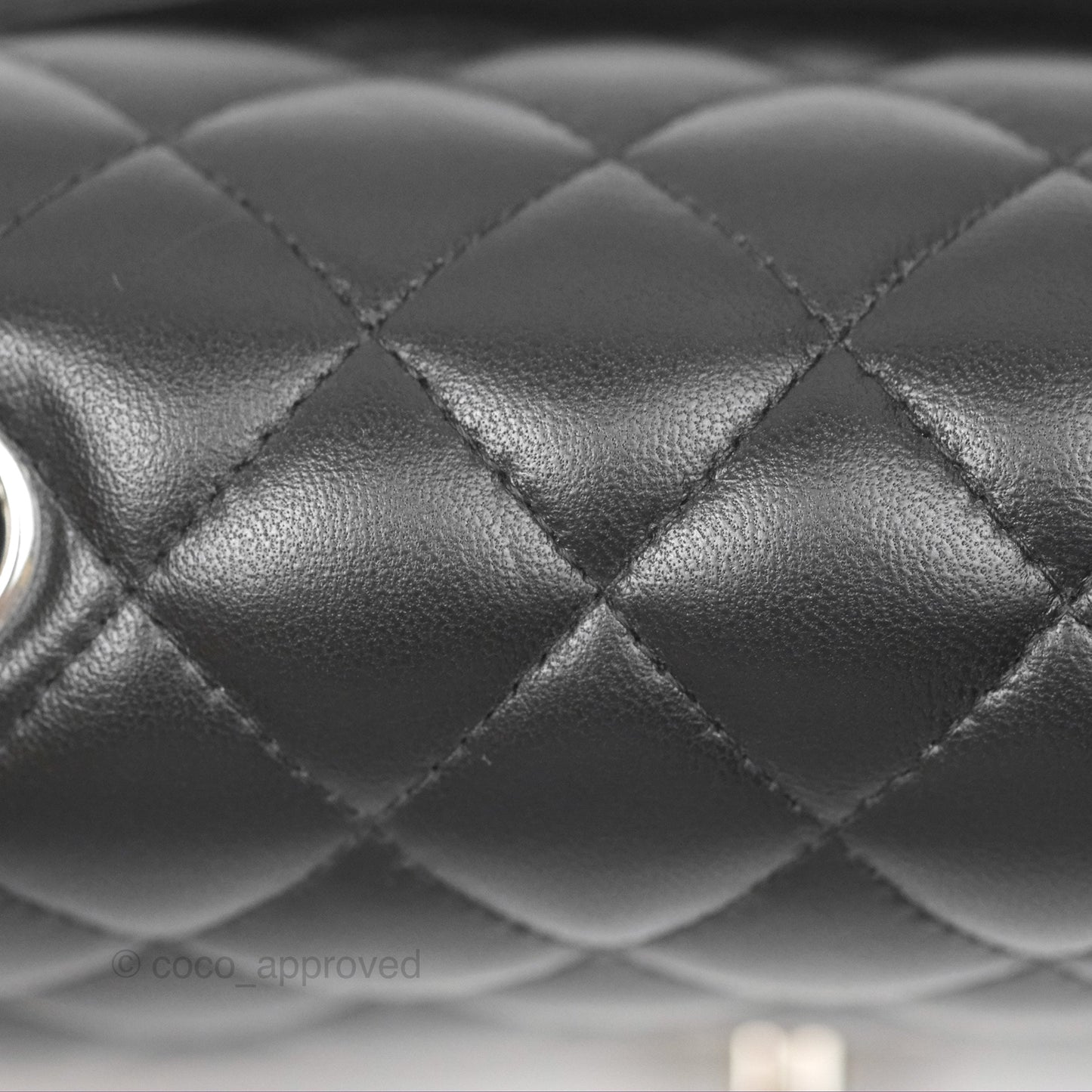 Chanel Mini Square Flap Quilted Black Lambskin Silver Hardware