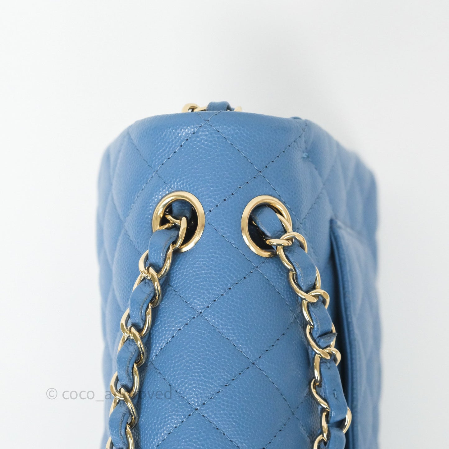 Chanel Small Classic Quilted Flap Blue Caviar Gold Hardware