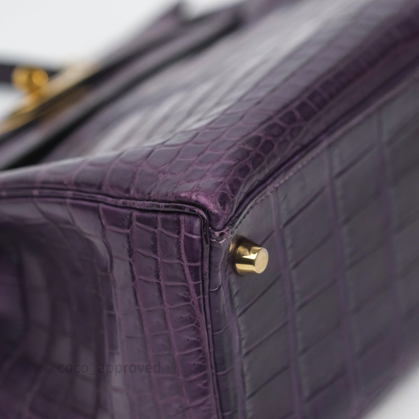 Hermès Kelly 28 Purple Crocodile Gold Hardware