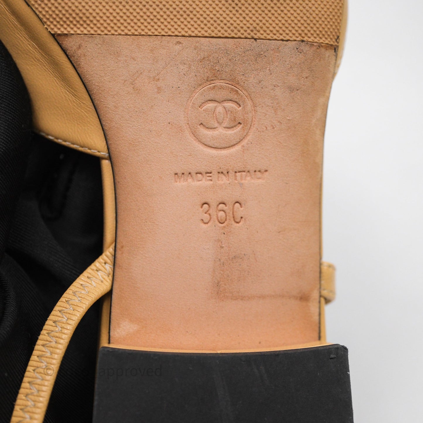 Chanel Classic Slingback Flats Beige Black Size 36