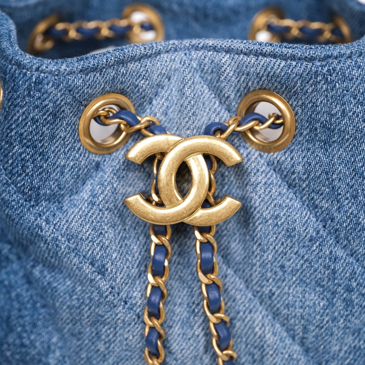 Chanel 25 Mini Washed Denim Aged Gold Hardware