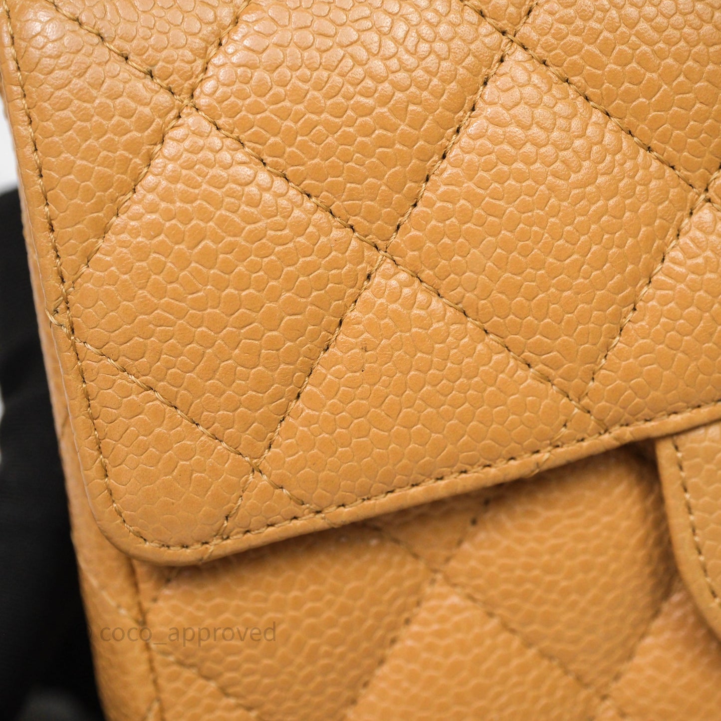 Chanel Vintage Mini Square Beige Caviar Gold Hardware