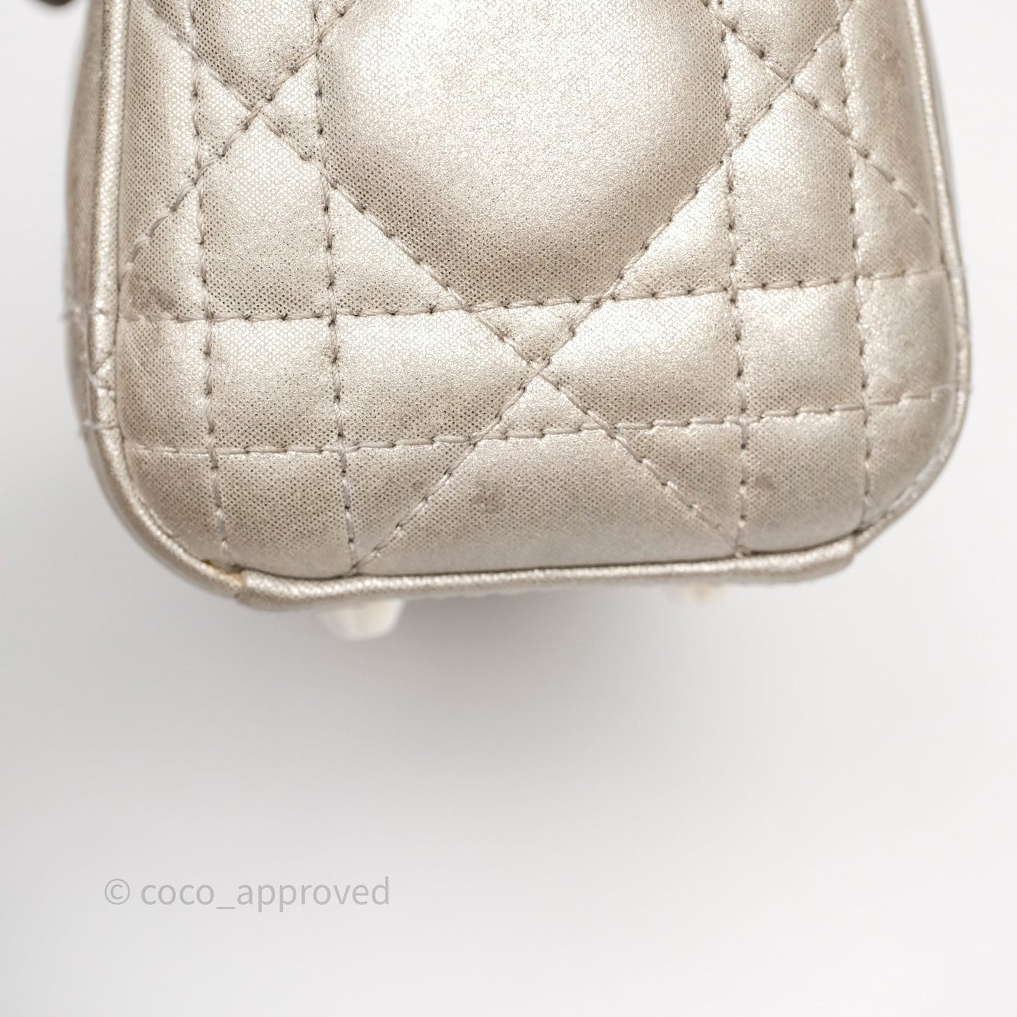 Christian Dior Mini Lady Dior Metallic Silver Nubuck Silver Hardware