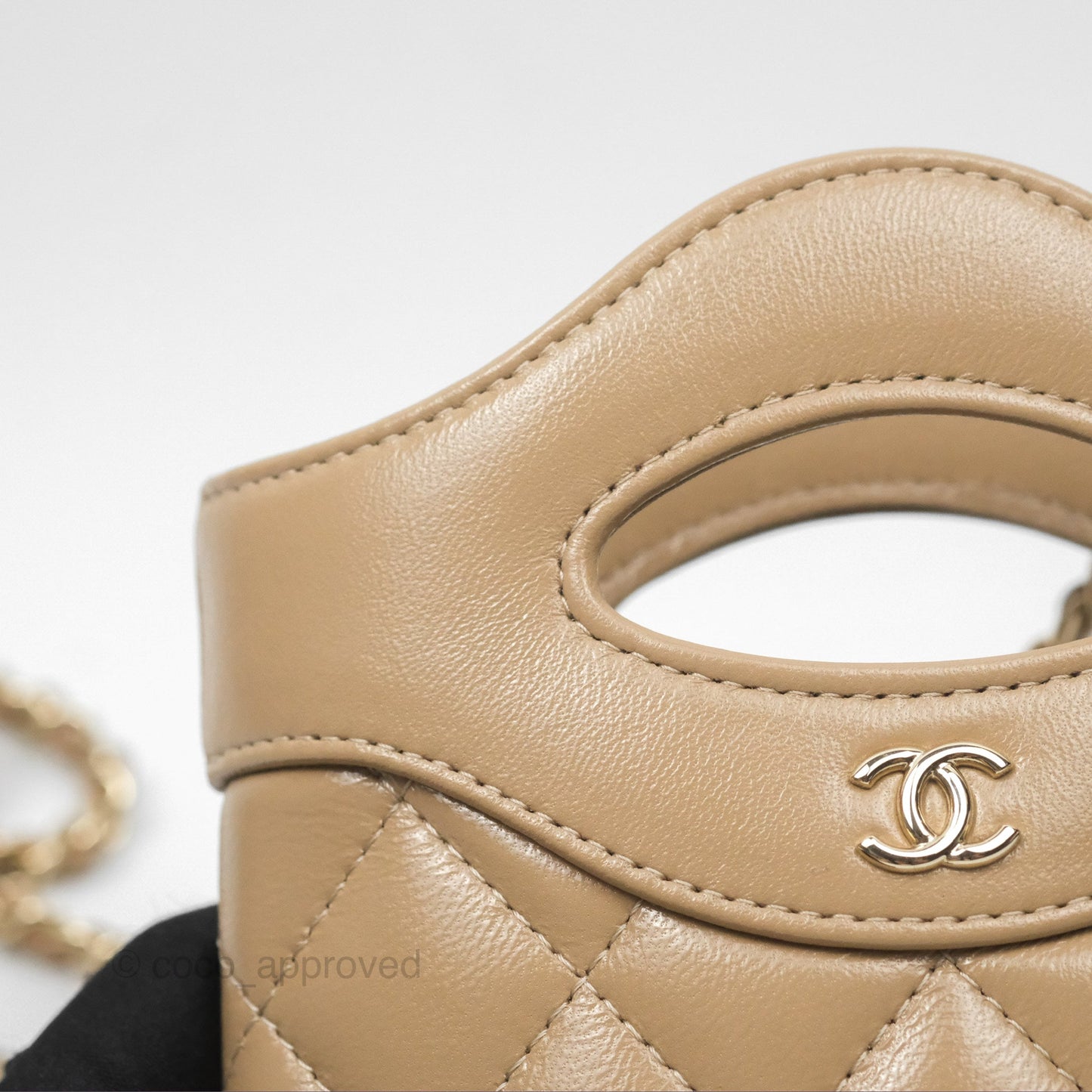 Chanel Micro 31 Beige Bucket Bag Shiny Calfskin Gold Hardware
