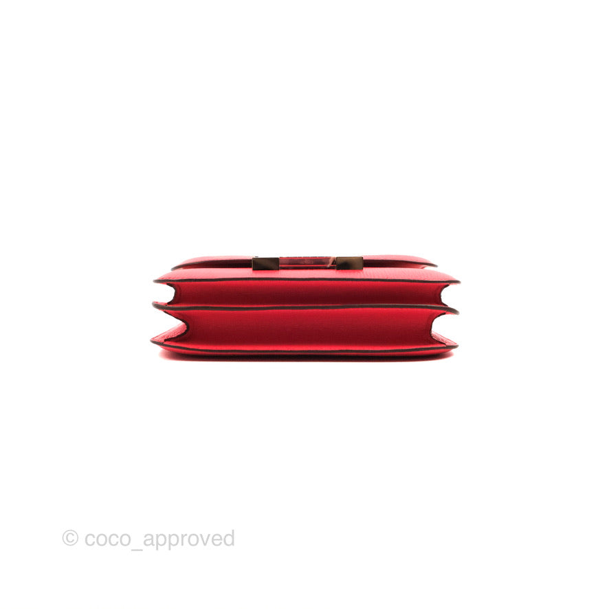 Hermès Constance Mini 18cm Rose Texas Chevre Mysore Palladium Hardware