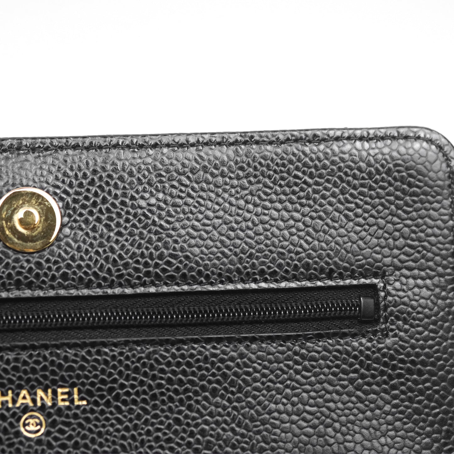 Chanel Classic Wallet On Chain WOC Quilted Black Caviar Gold Hardware