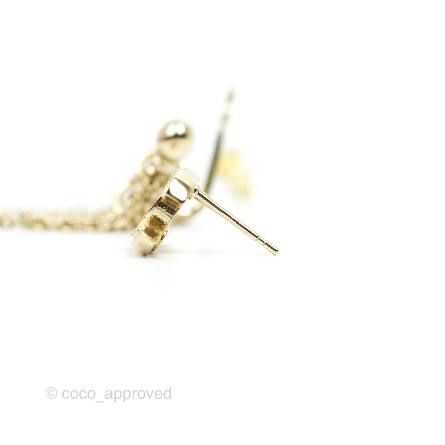 Chanel Crystal CC Earrings Ear Clip Gold Tone 22C