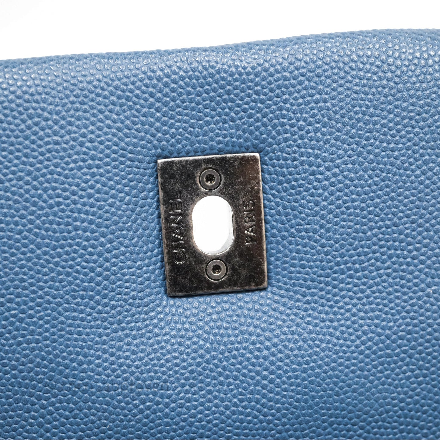 Chanel Medium Coco Handle Quilted Aged Caviar Dark Blue Ruthenium Hardware