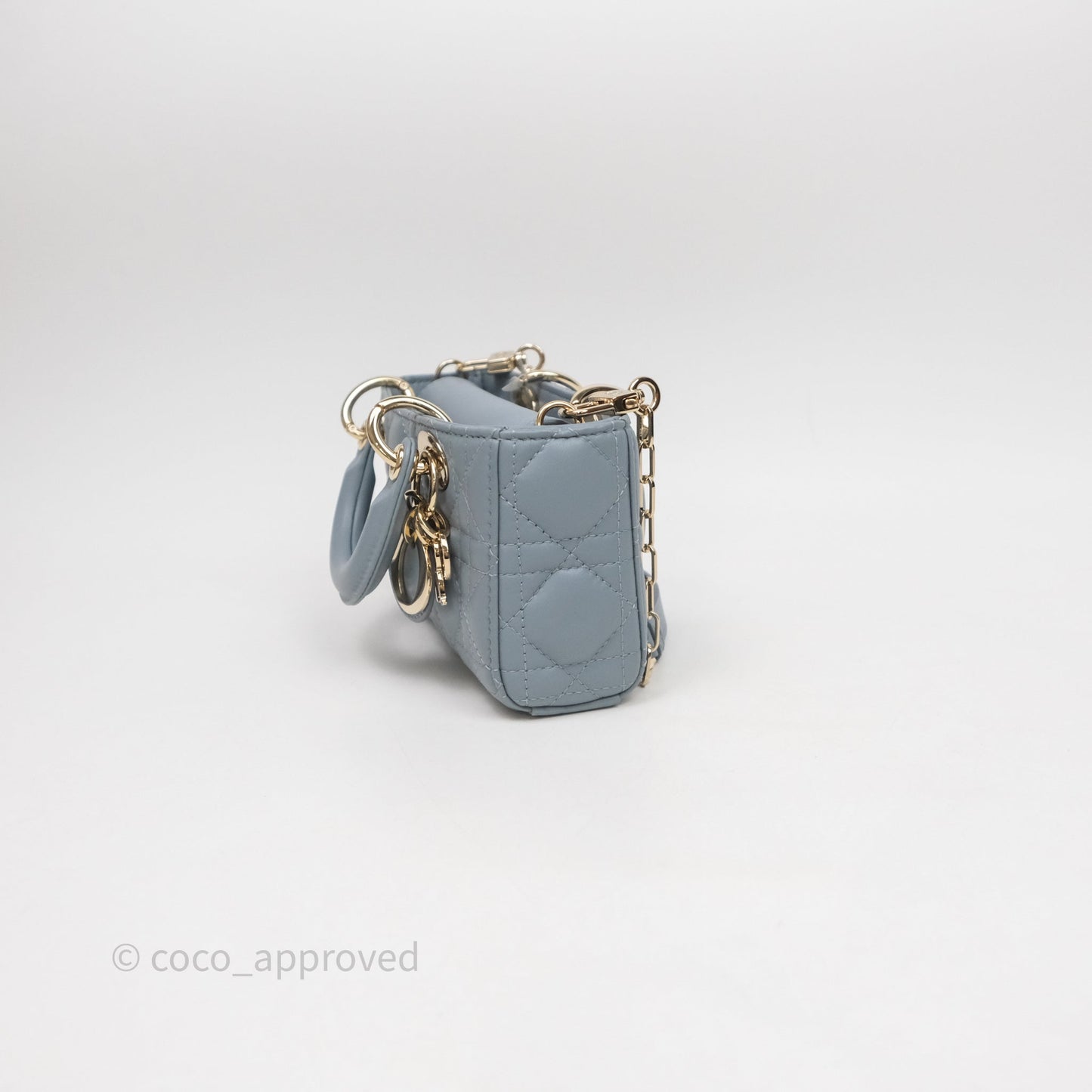 Christian Dior Micro Lady D-Joy Bag Blue Cannage Lambskin Light Gold Hardware