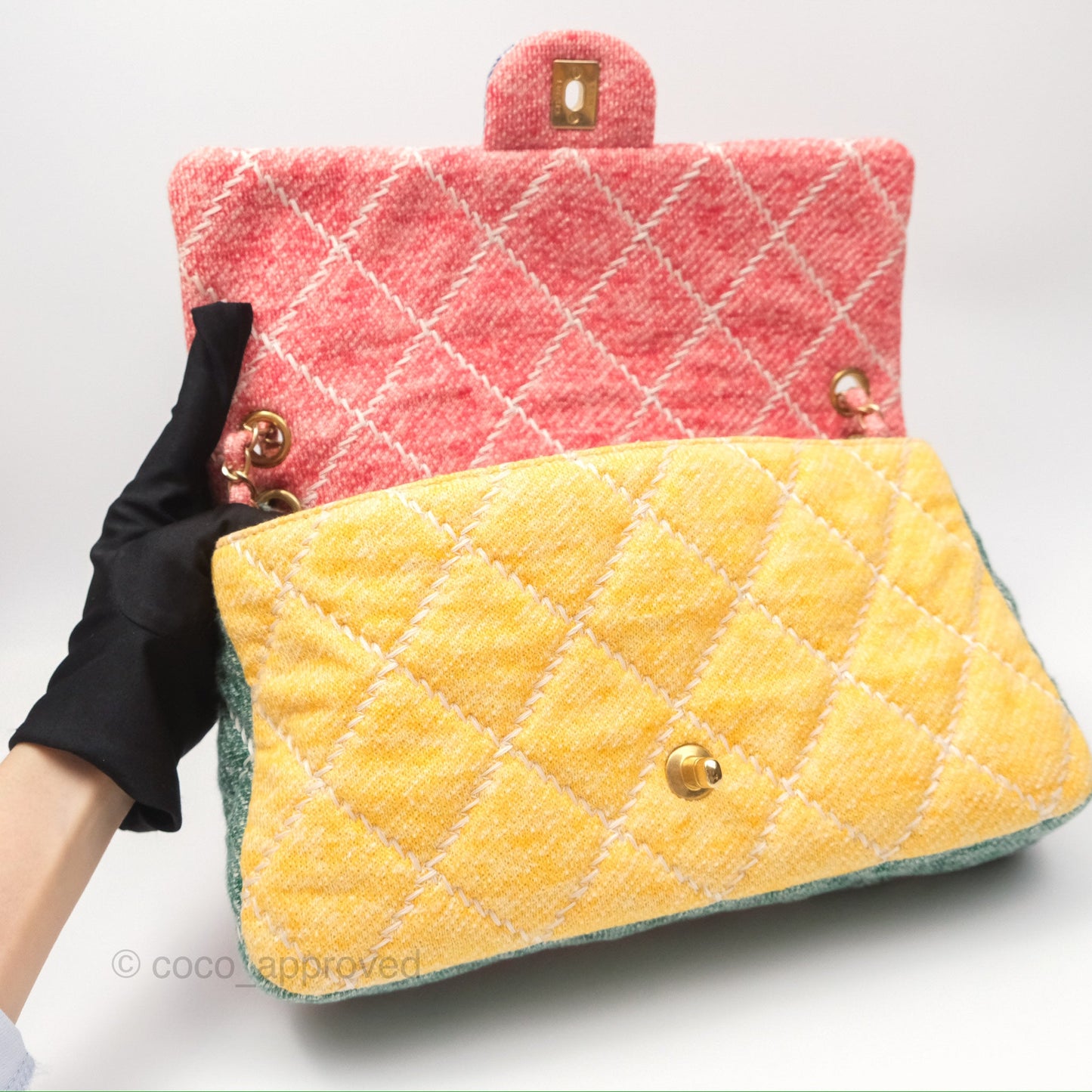 Chanel Denim Quilted Medium Flap Rainbow Gold Hardware