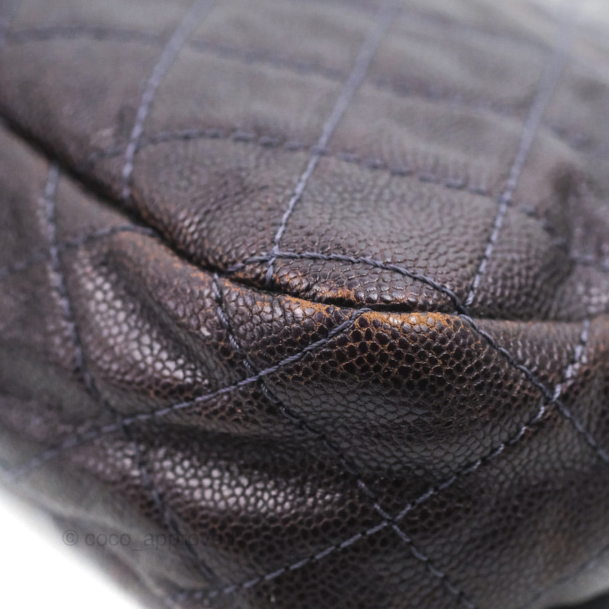Chanel Jumbo Easy Flap Bag Caviar Dark Purple Ruthenium Hardware