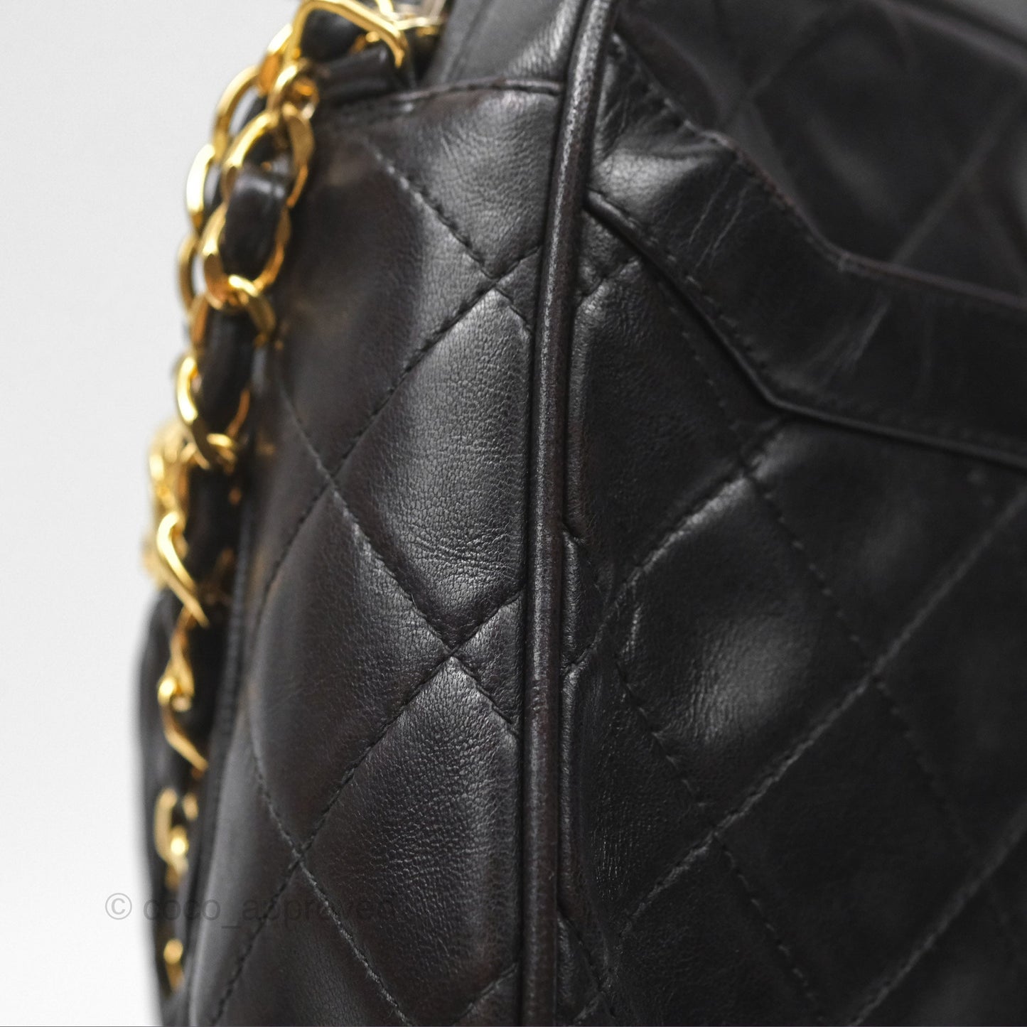 Chanel Vintage Small Camera Bag Black Lambskin Gold Hardware