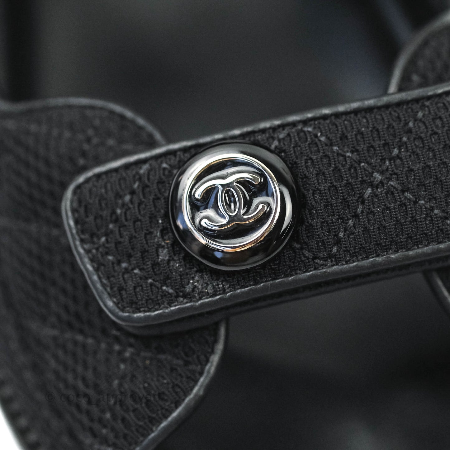 Chanel CC Black Fabric Slide Strap Flat Dad Sandals 21C