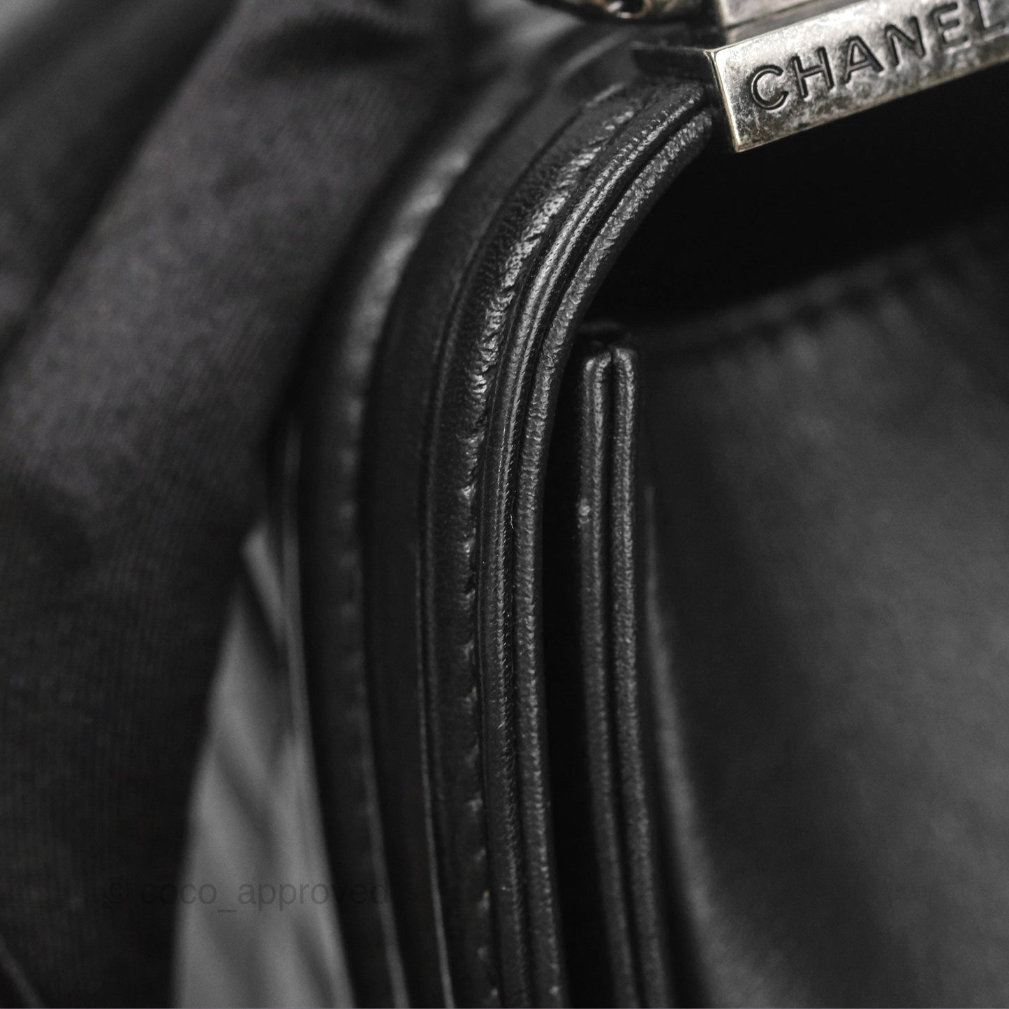 Chanel Small Boy Black Calfskin Ruthenium Hardware