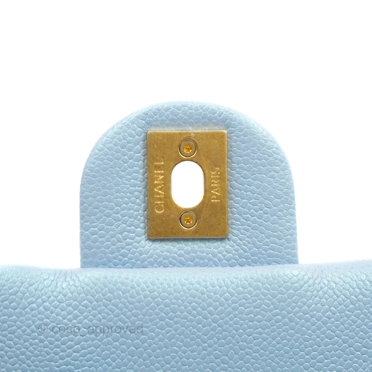 Chanel Quilted My Perfect Mini Iridescent Blue Caviar Aged Gold Hardware