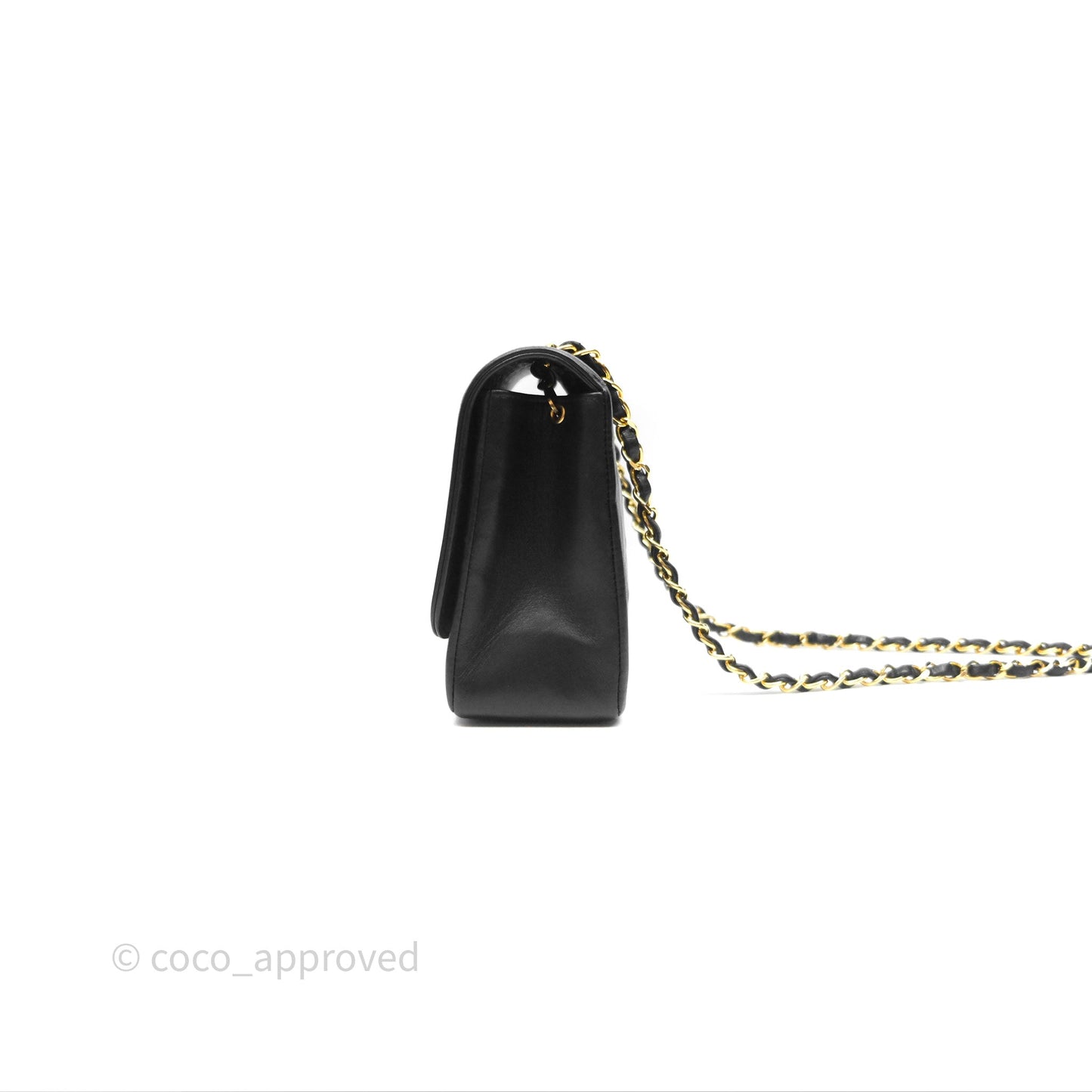 Chanel Vintage Medium Quilted Diana Flap Bag Black Lambskin 24K Gold Hardware