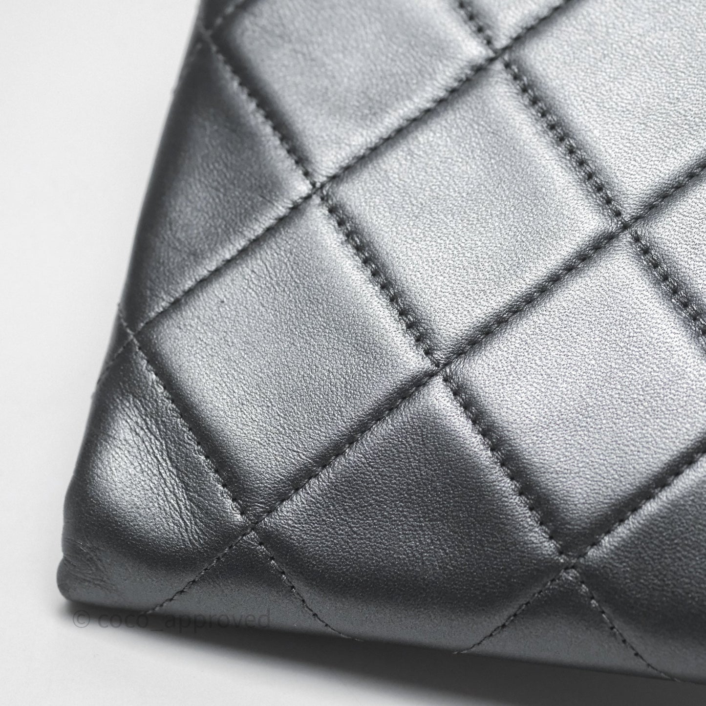 Chanel Clutch with Chain Metallic Dark Grey Silver Hardware