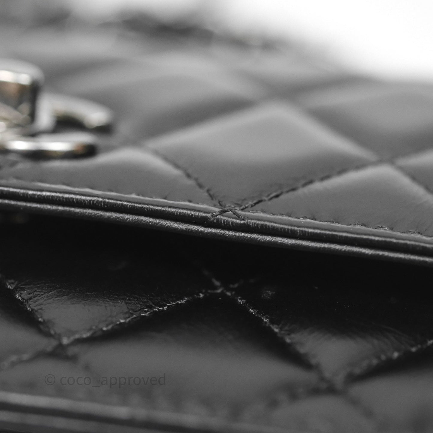 Chanel Mini Crystal Top Handle Wallet On Chain WOC Black Calfskin Gun Metal Hardware 23K