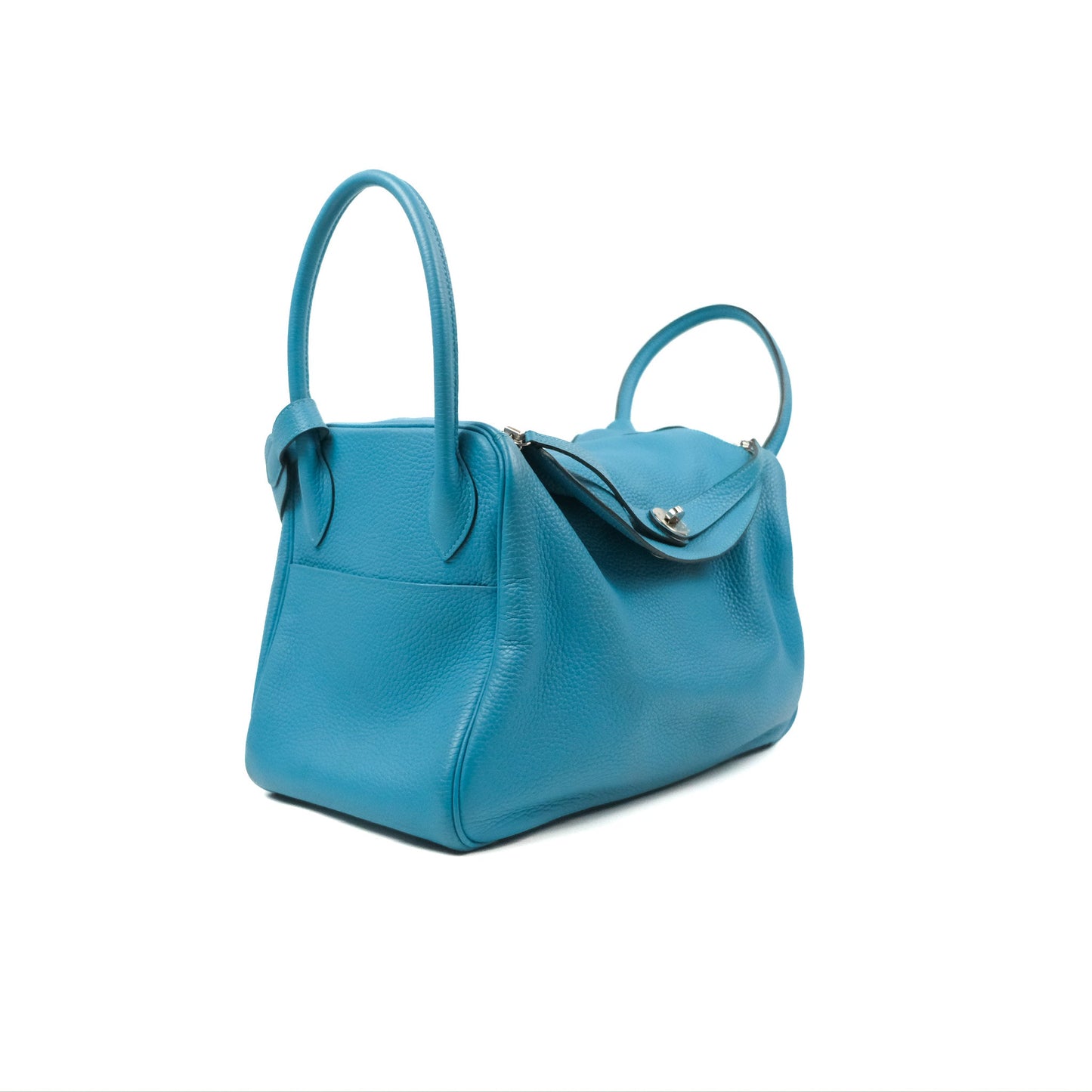 Hermès Lindy 34 Blue Paon Clemence Palladium Hardware