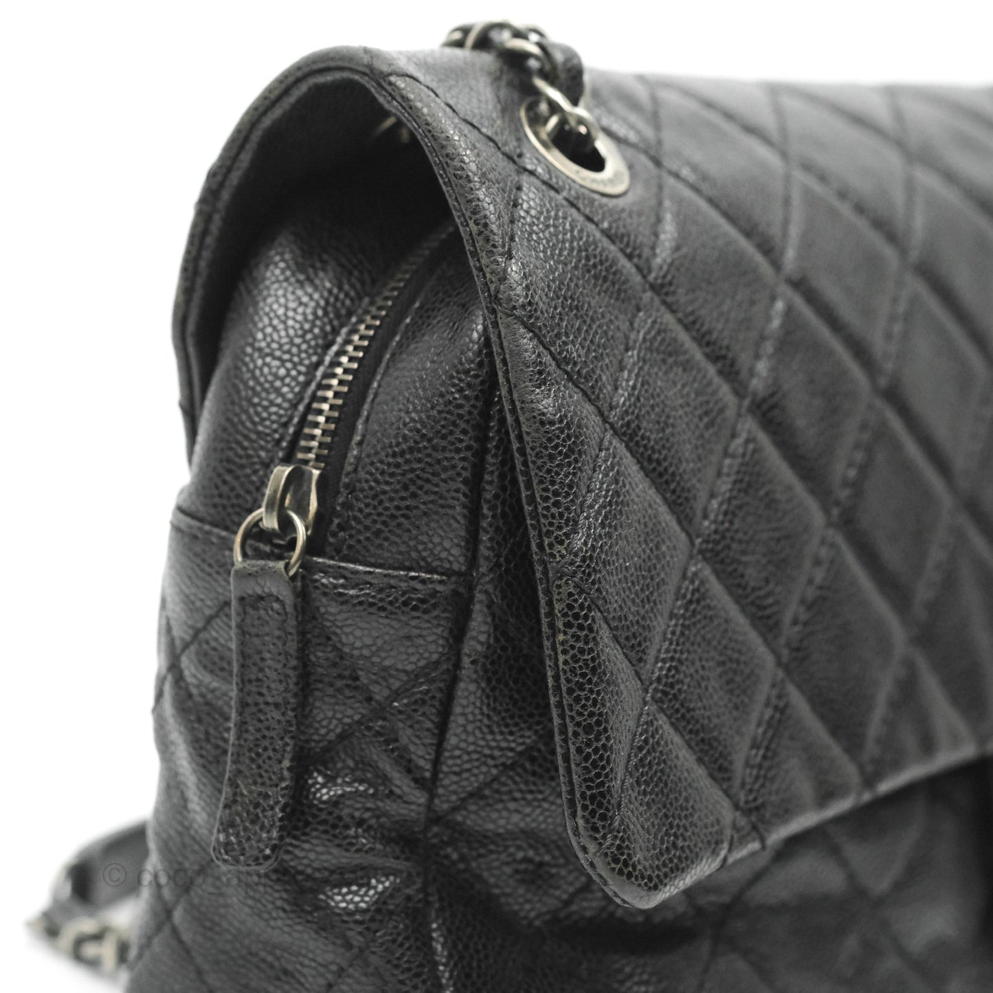 Chanel Jumbo Easy Flap Bag Black Caviar Ruthenium Hardware
