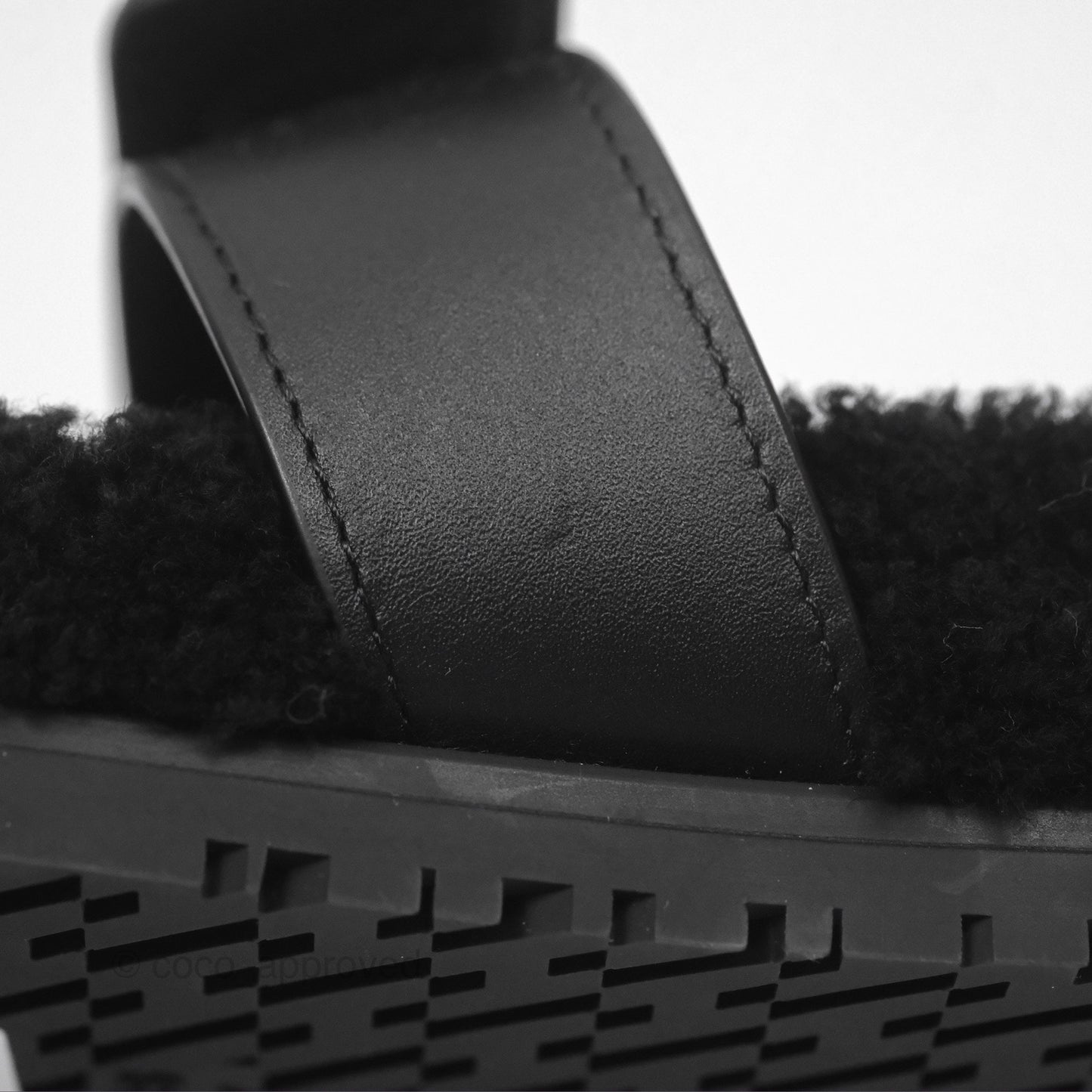 Hermès Chypre Sandal Shearling Black Calfskin Size 36