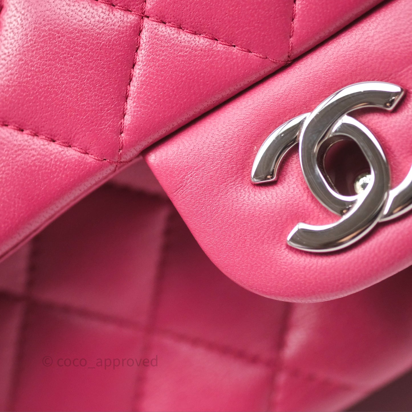 Chanel Quilted Mini Rectangular Flap Dark Pink Lambskin Silver Hardware