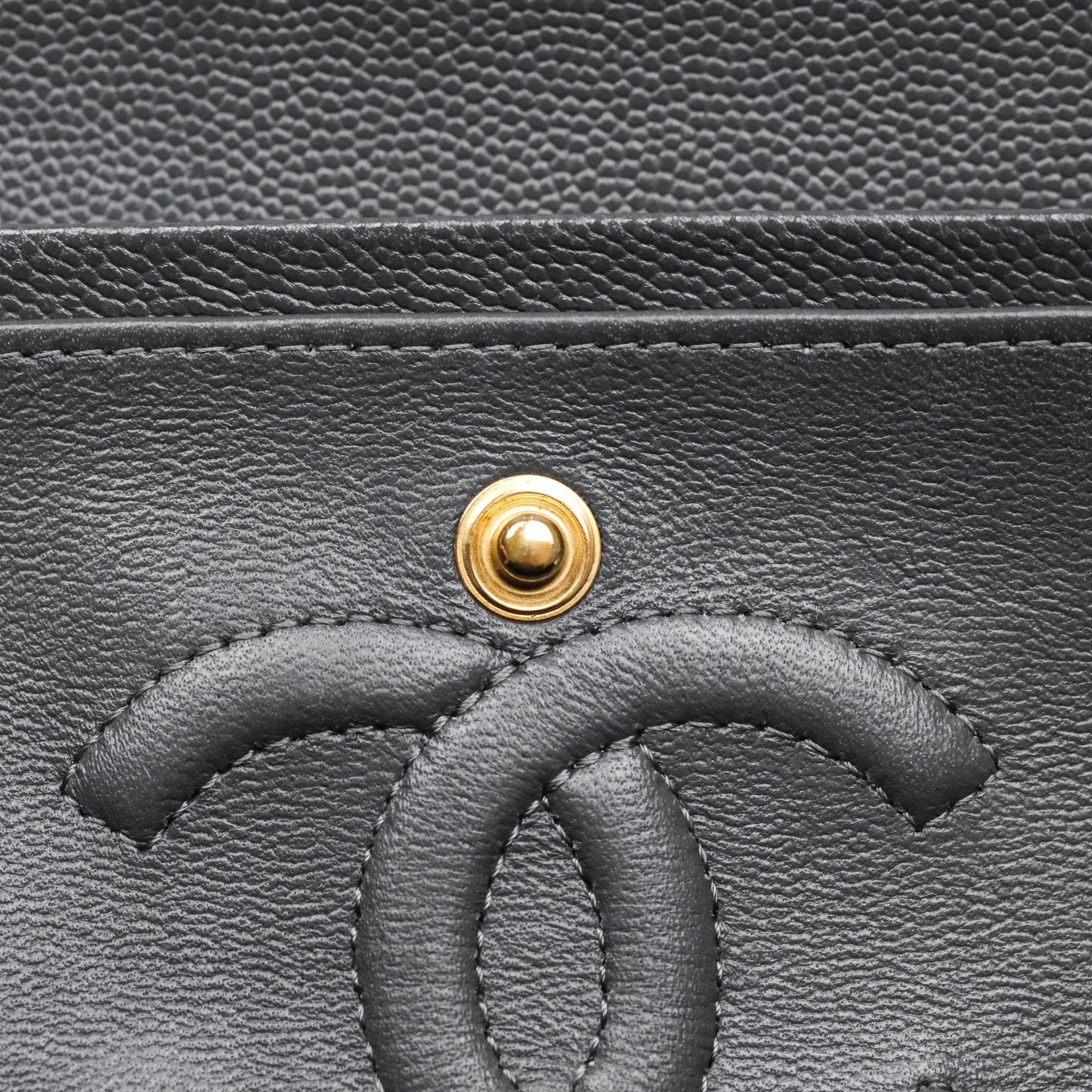 Chanel Small Classic Flap Quilted Dark Grey Caviar Gold Hardware