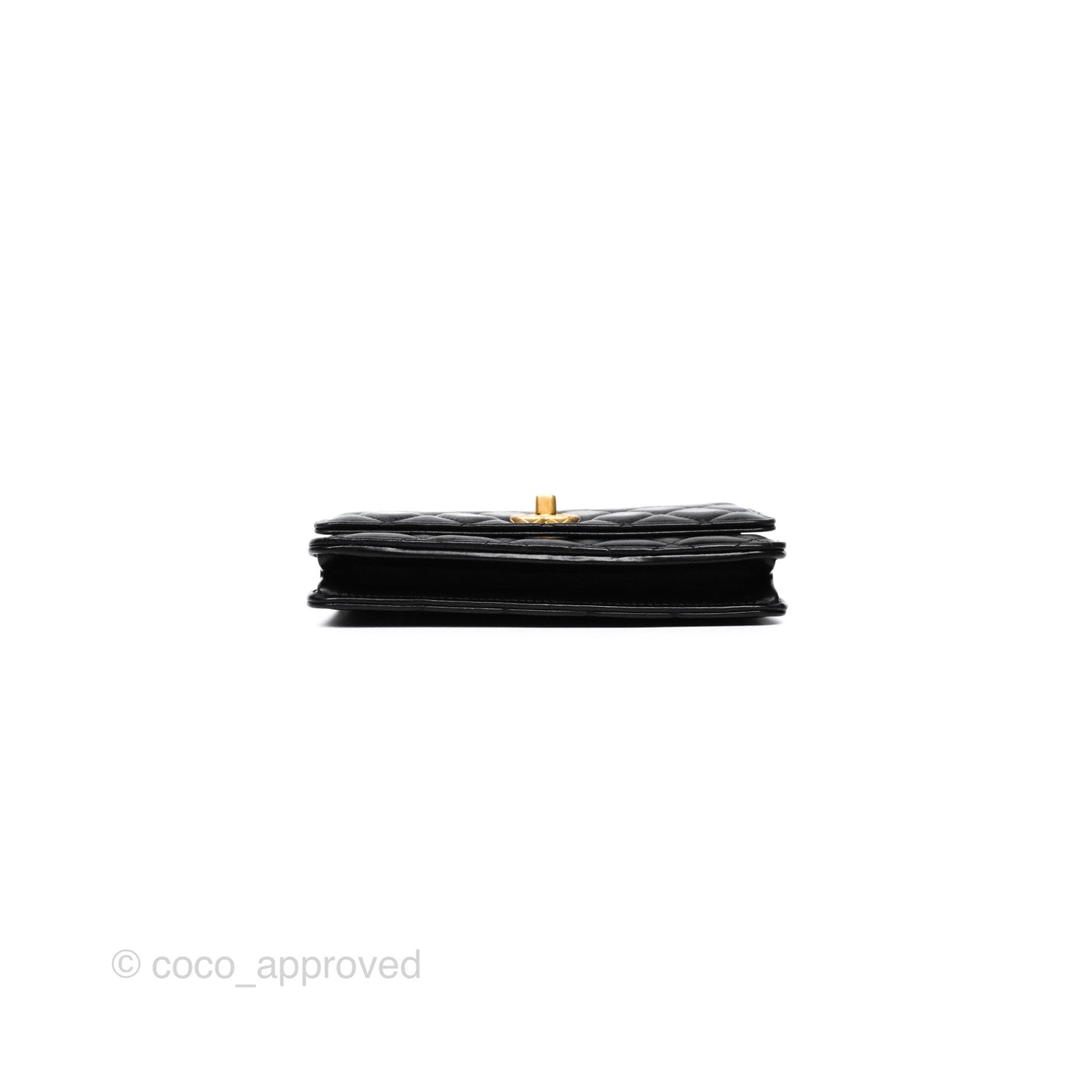 Chanel All Slide Wallet on Chain WOC Adjustable Chain Quilted Black Lambskin 22K