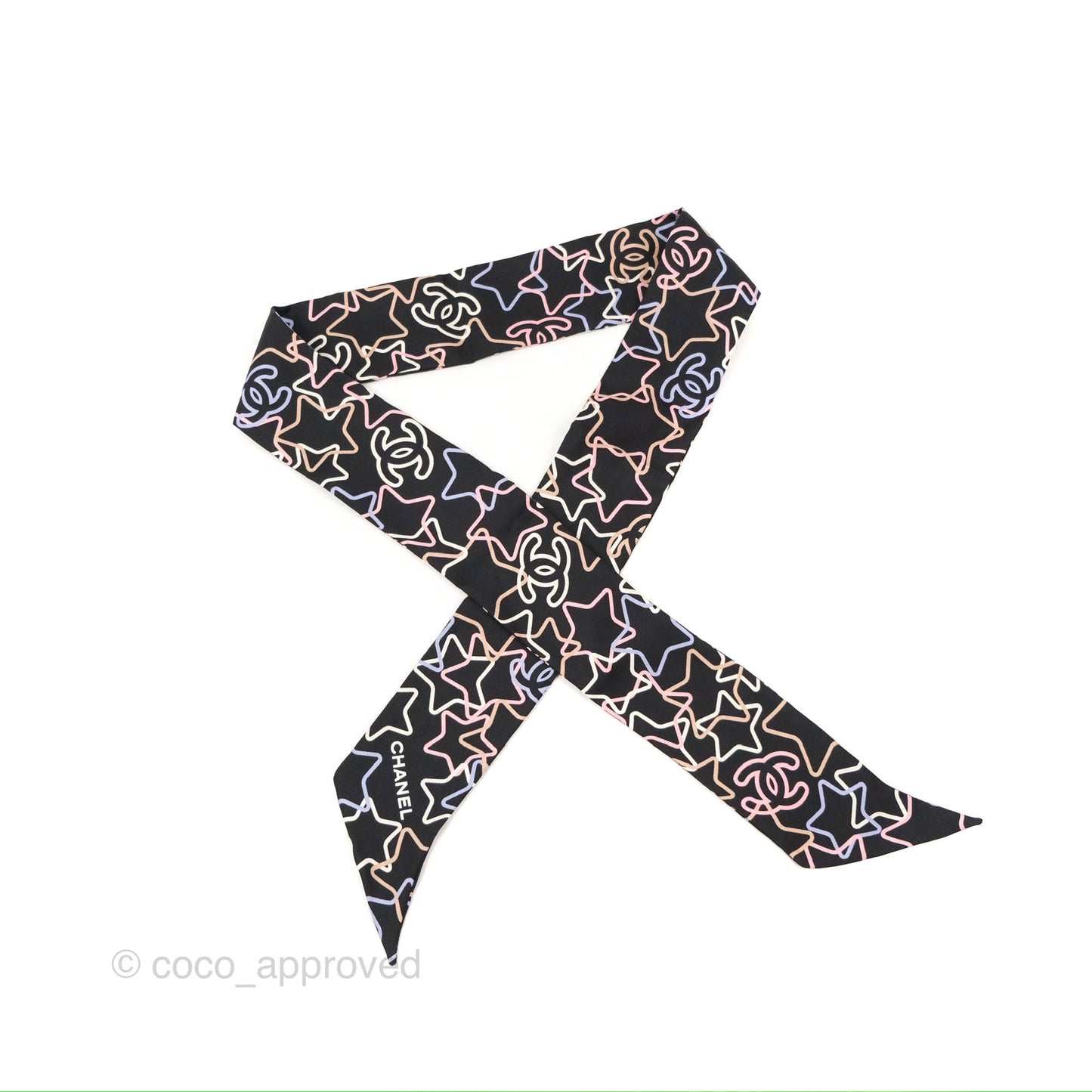 Chanel Star CC Silk Twilly Black