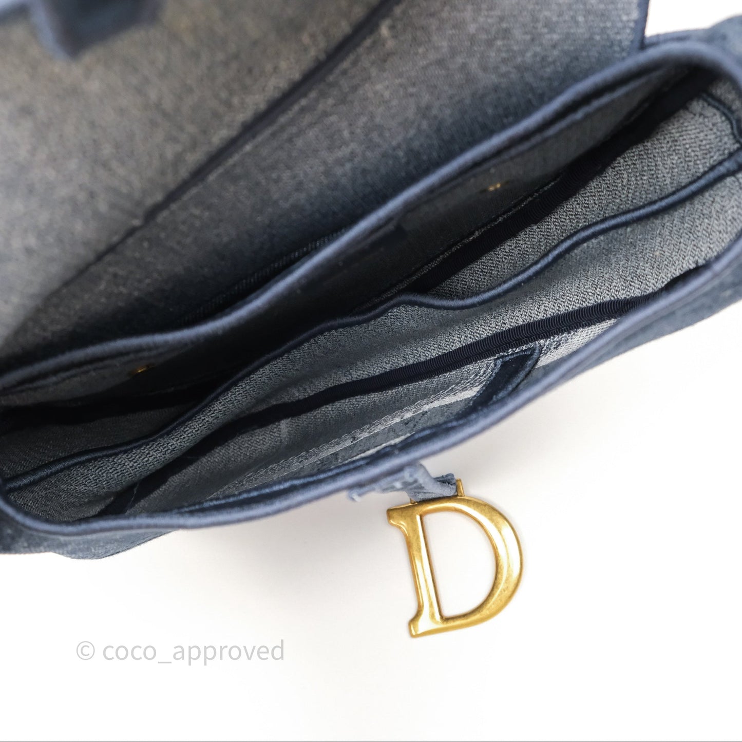 Christian Dior Saddle Bag Navy Denim Gold Hardware