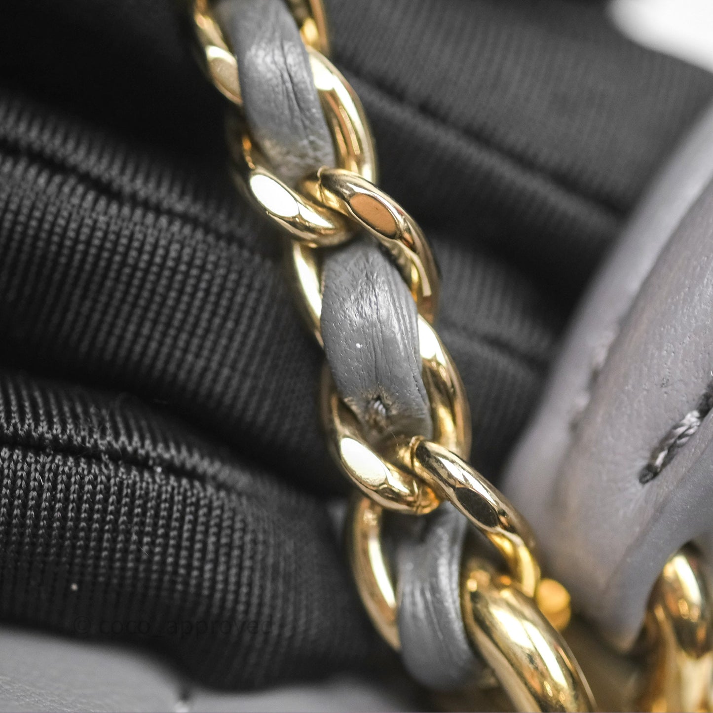 Chanel Top Handle Mini Rectangular Flap Grey Lambskin Gold Hardware