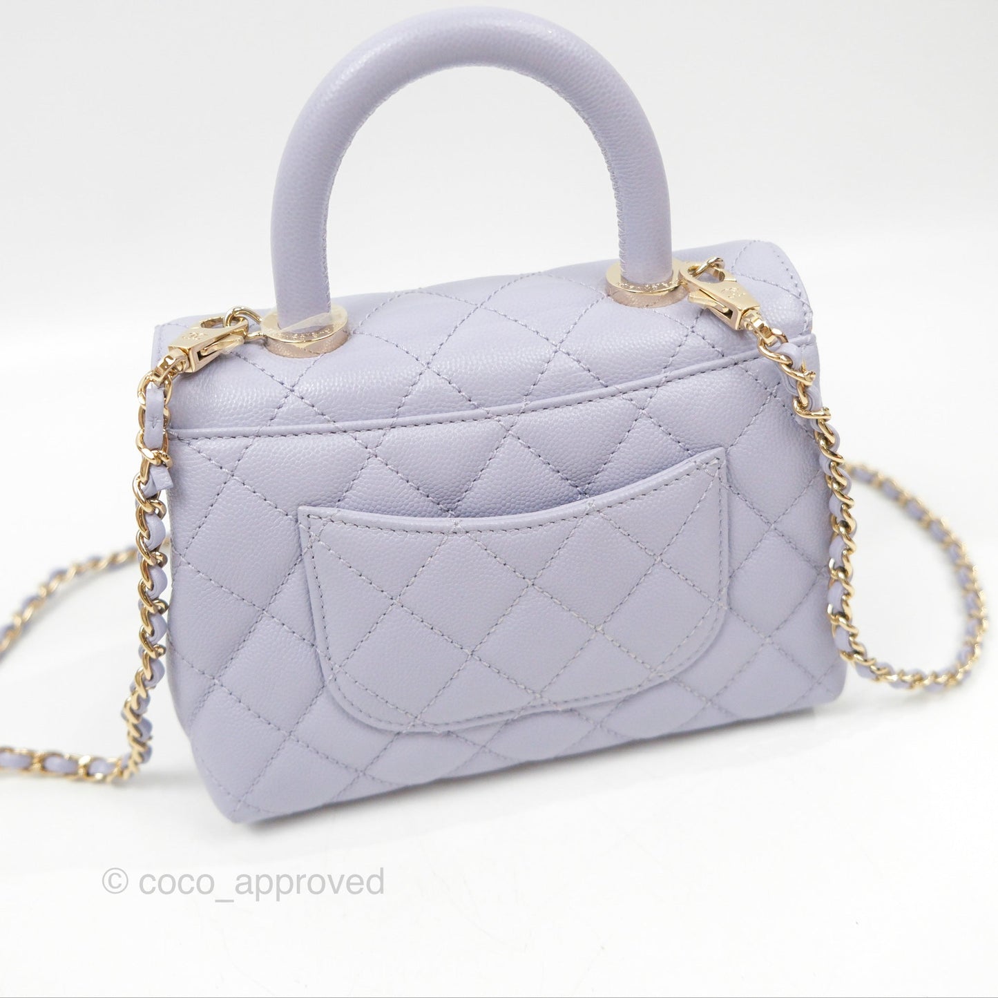 Chanel Mini Coco Handle Lilac Caviar Gold Hardware