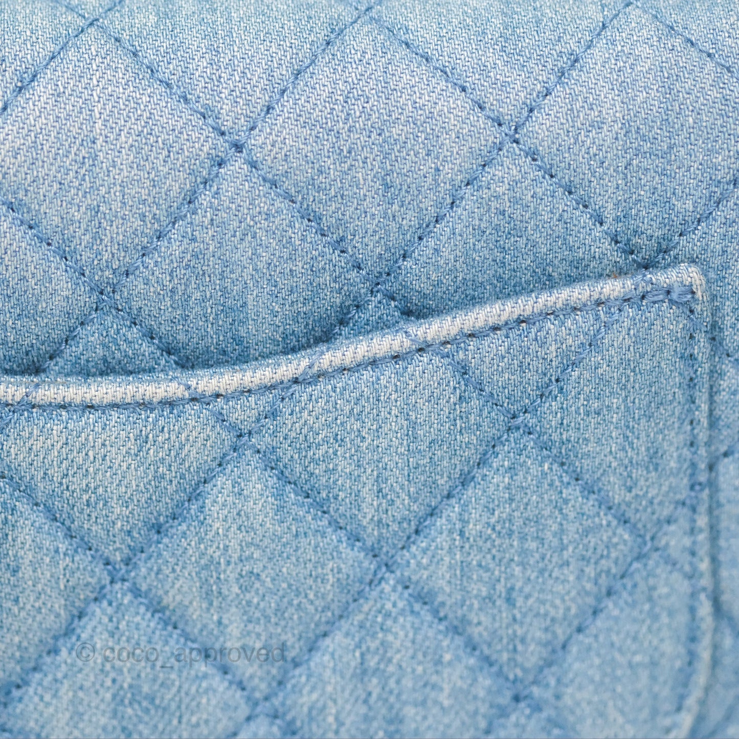 Chanel Mini Square Pearl Crush Quilted Denim Aged Gold Hardware