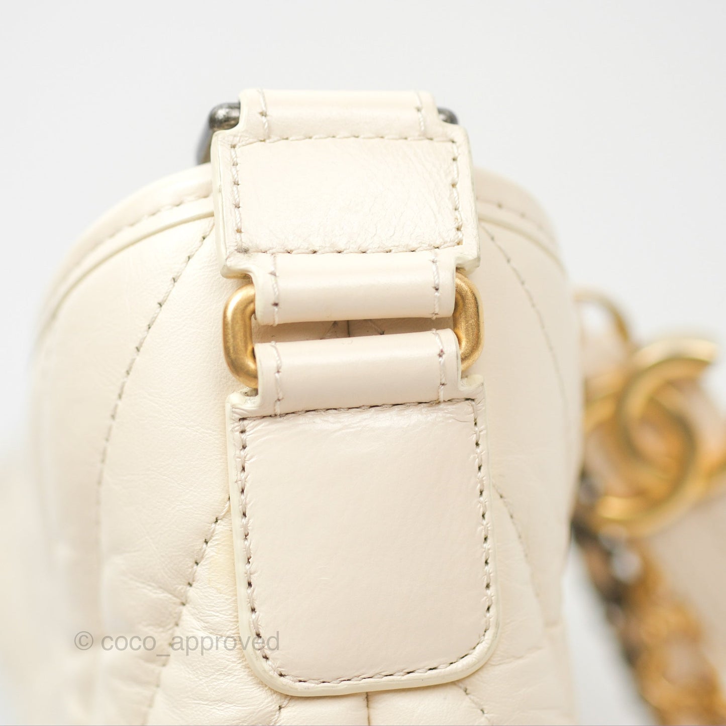 Chanel Small Gabrielle Hobo Chevron Ivory Beige Aged Calfskin
