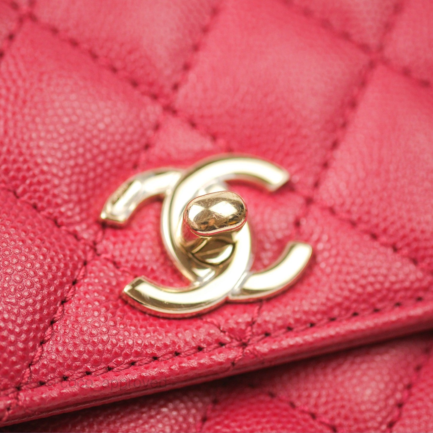 Chanel Small Coco Handle Quilted Dark Rose Pink Caviar Gold Hardware 21A