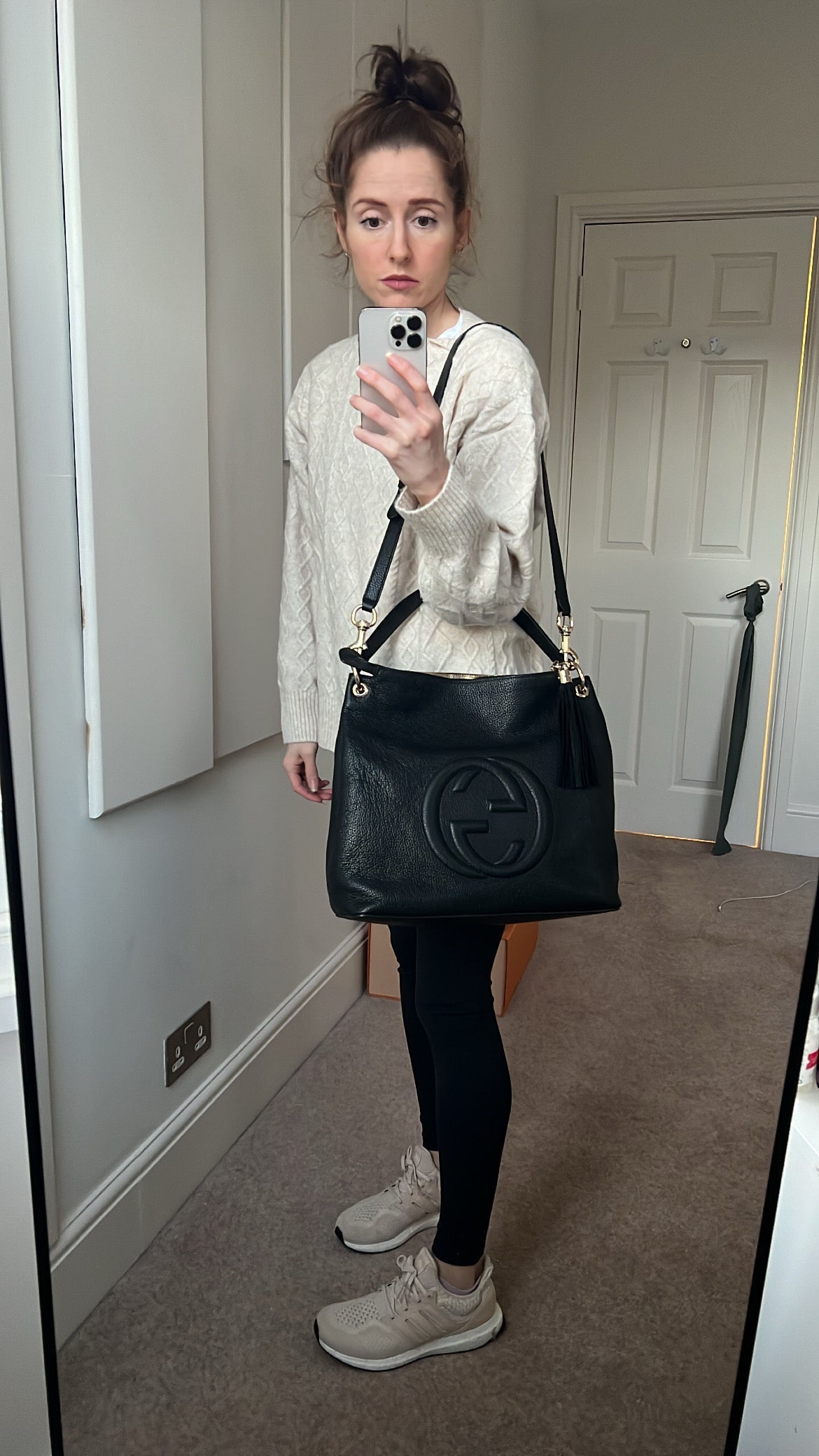 Luxury Gucci Trending 2025 Black Soho Convertible Hobo