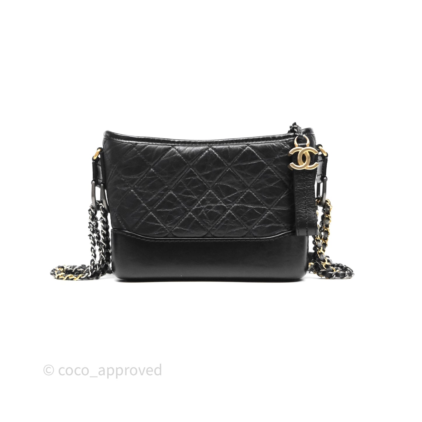 Chanel Small Gabrielle Hobo Quilted Black Aged Calfskin
