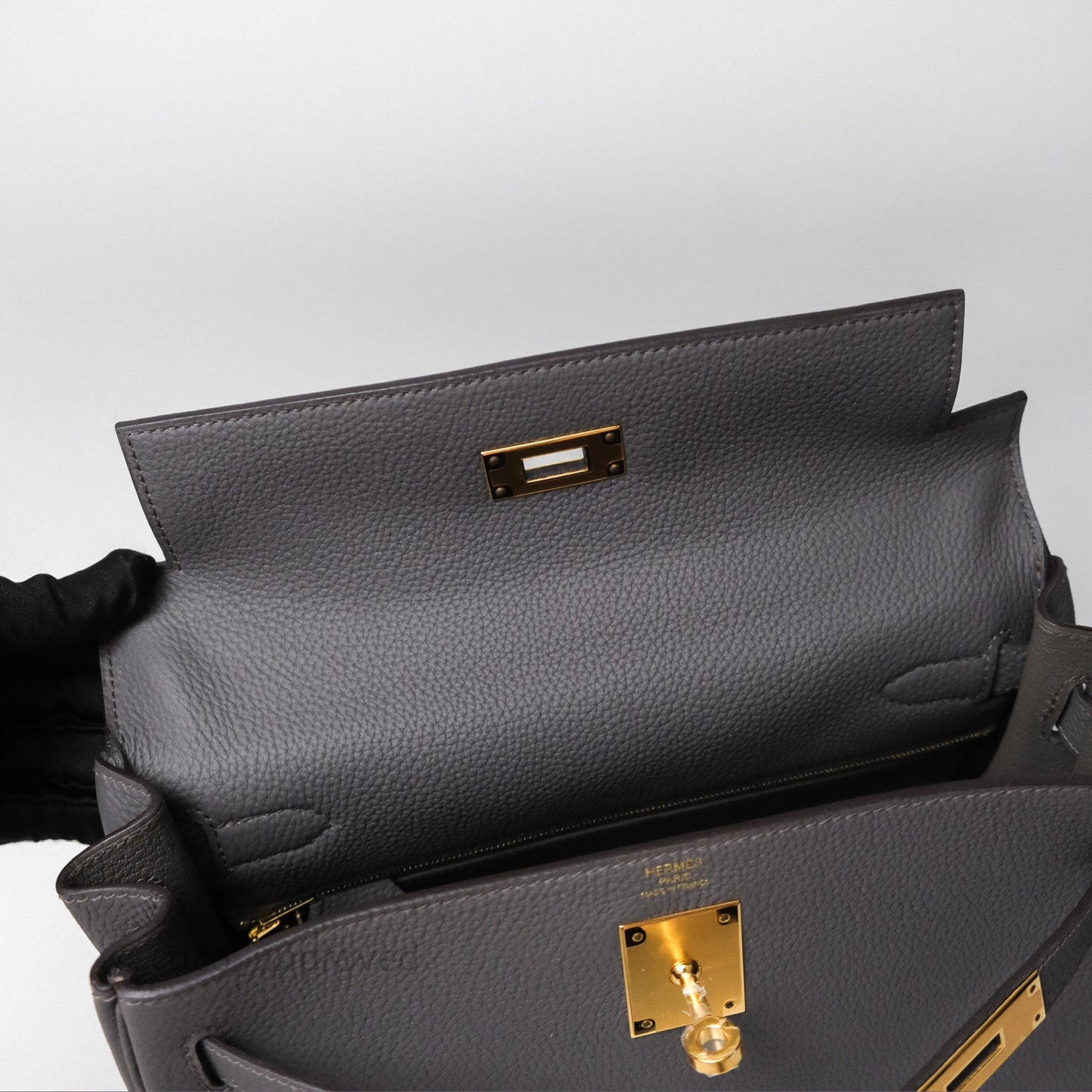 Hermès Kelly II 28 Retourne Etain 8F Togo Gold Hardware