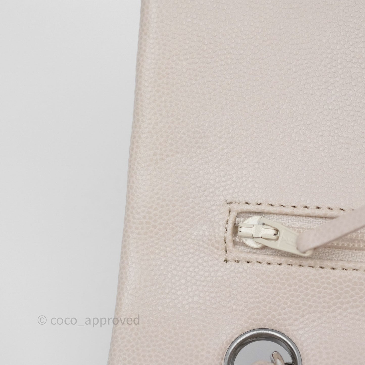 Chanel Classic M/L Medium Flap Quilted Stone Ivory Caviar Silver Hardware