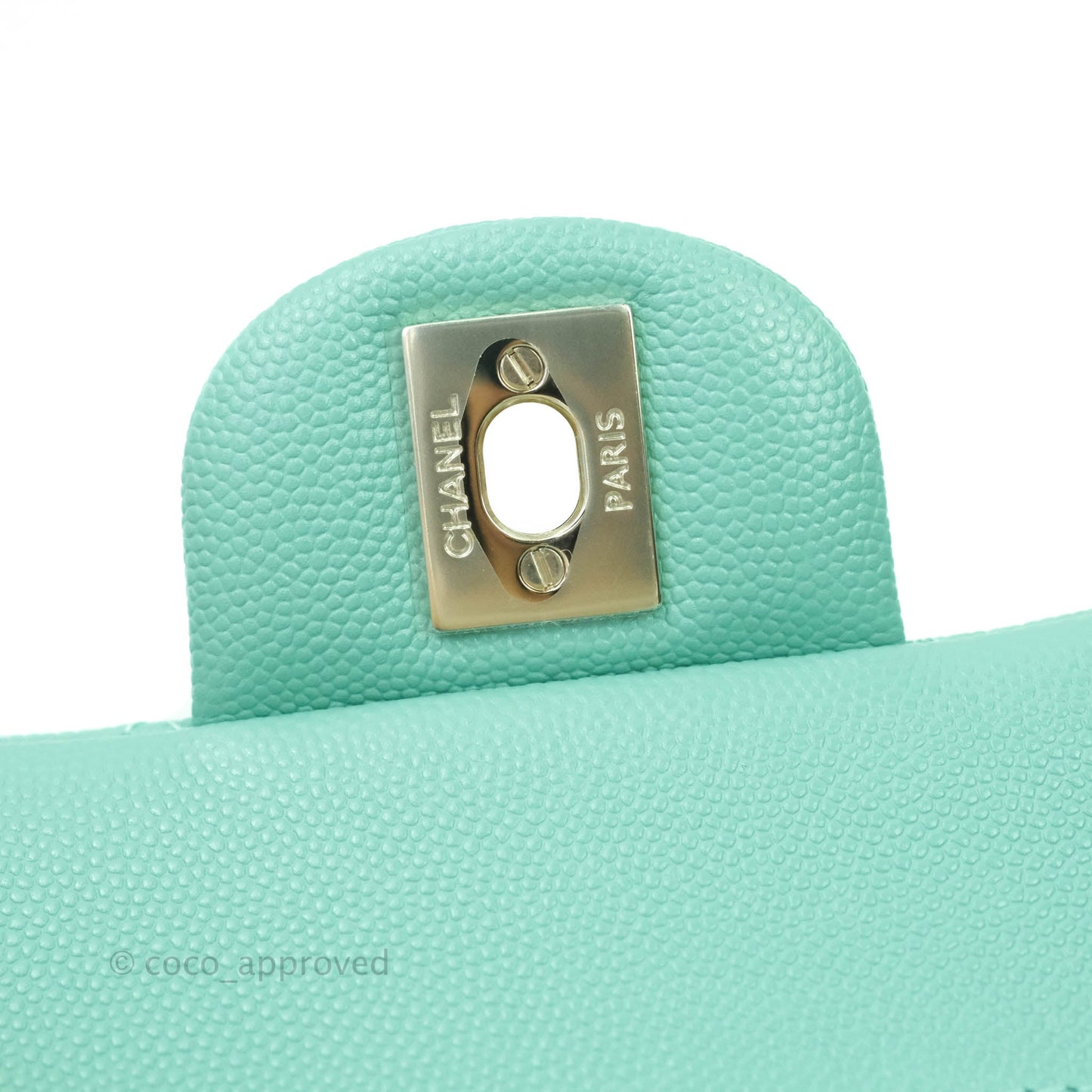 Chanel Classic Small S/M Flap Tiffany Blue Mint Caviar Gold Hardware 21S