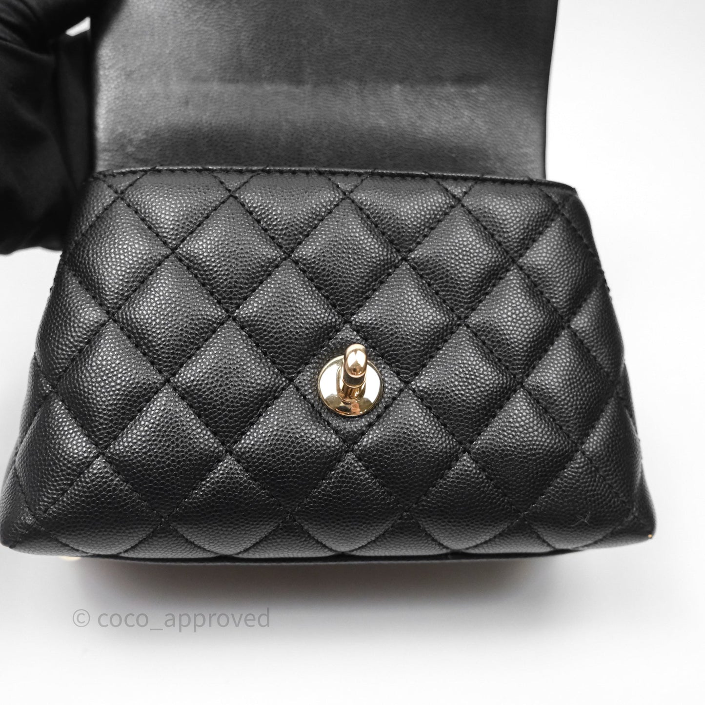 Chanel Mini Coco Handle Quilted Black Caviar Gold Hardware