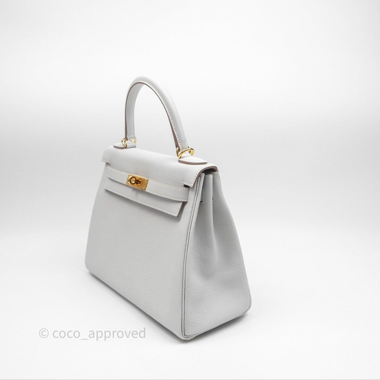 Hermès Kelly II 28 Retourne Gris Pale M4 Togo Gold Hardware