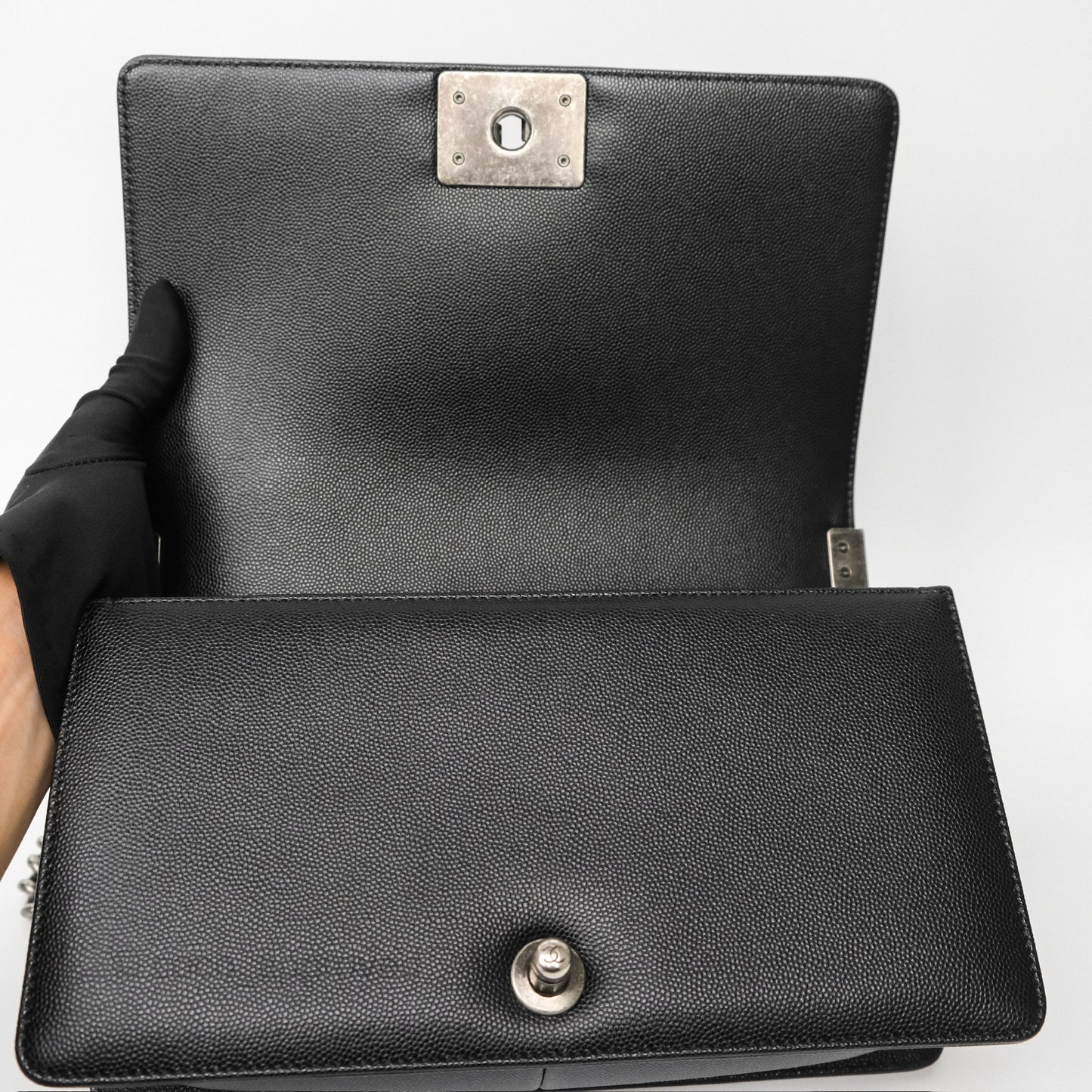 Chanel Medium Boy Quilted Black Caviar Ruthenium Hardware