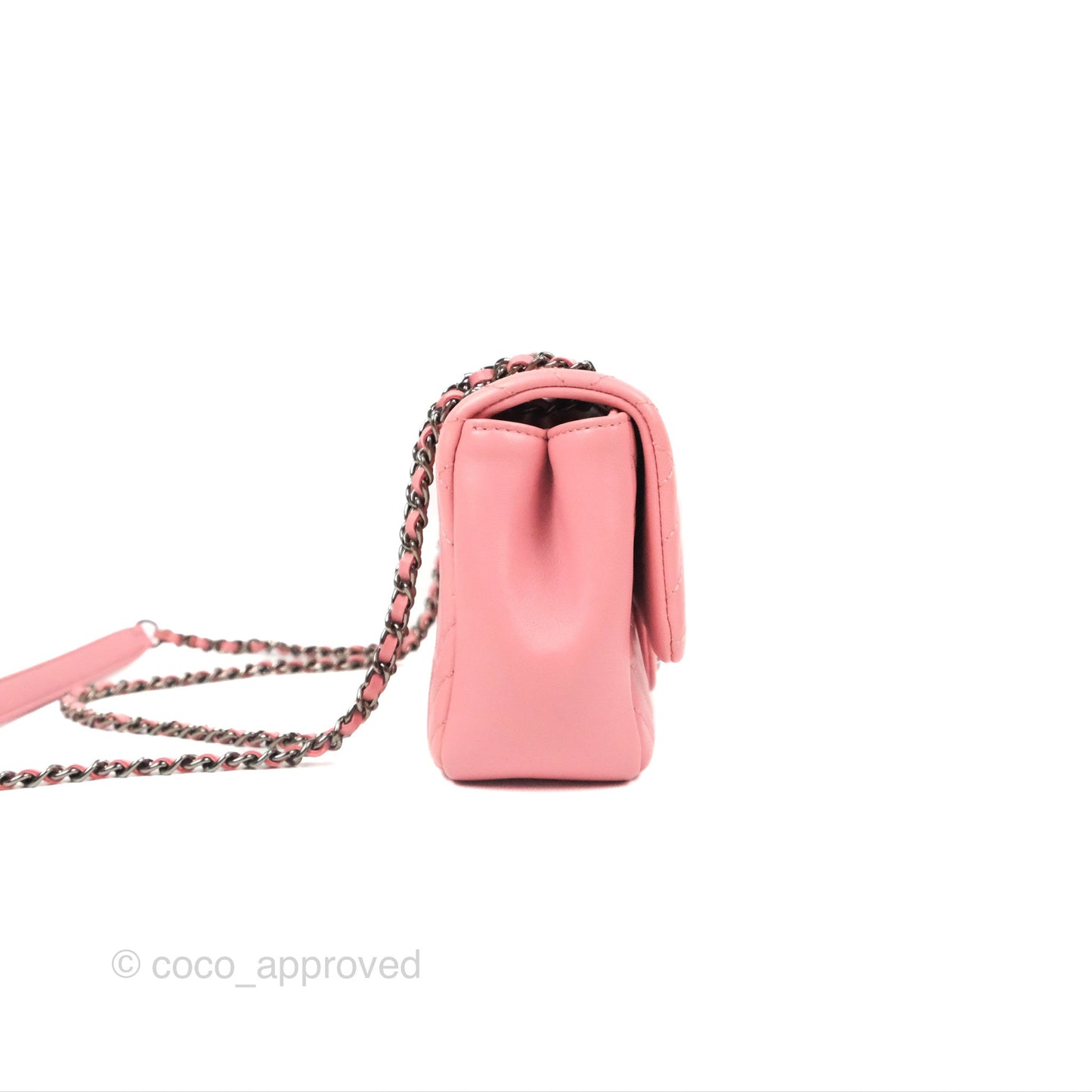Chanel Small CC Crossing Flap Pink Lambskin Gun Metal Hardware